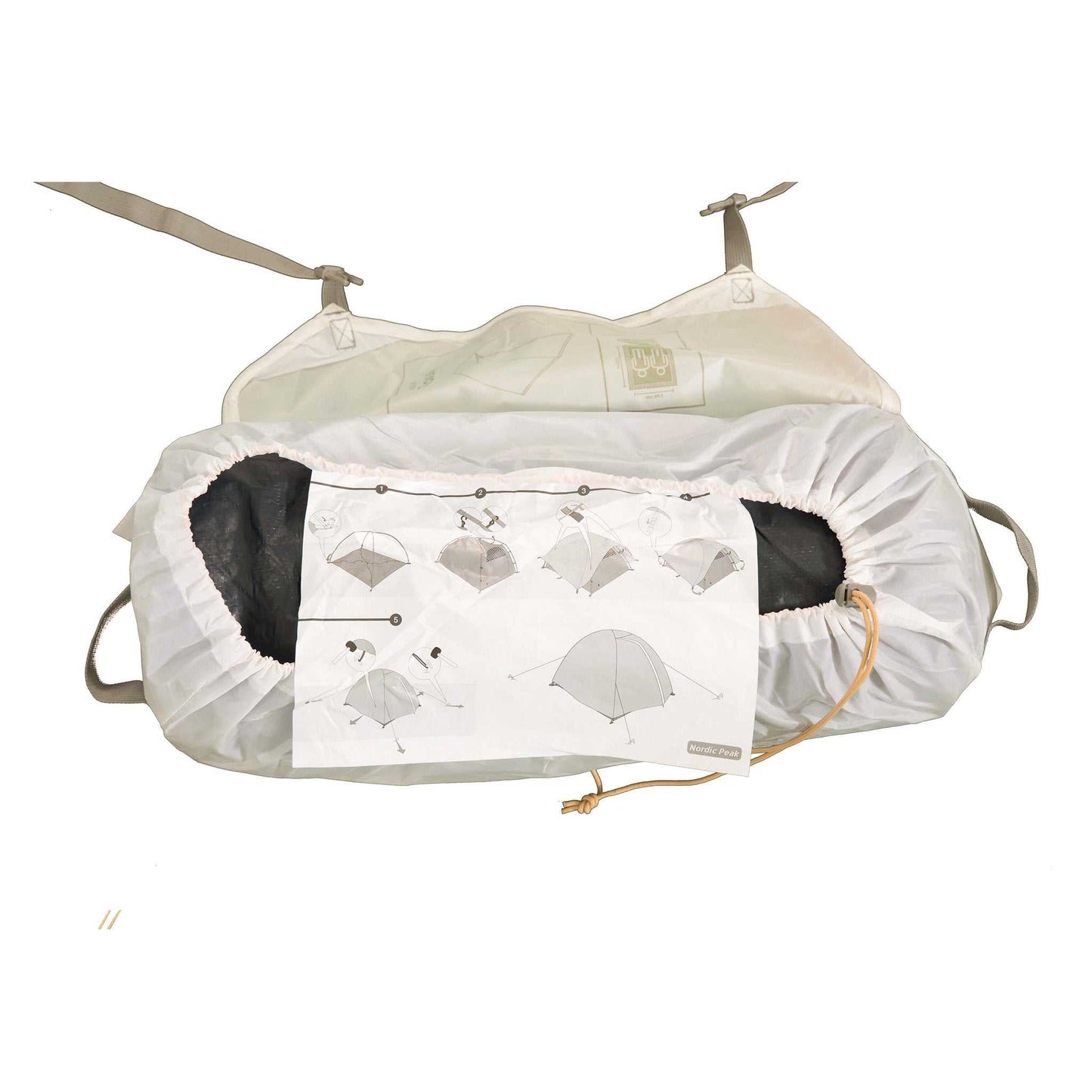 2 personers iglo telt - Thera 2.0 Blackout in carrying bag with setup instructions.
