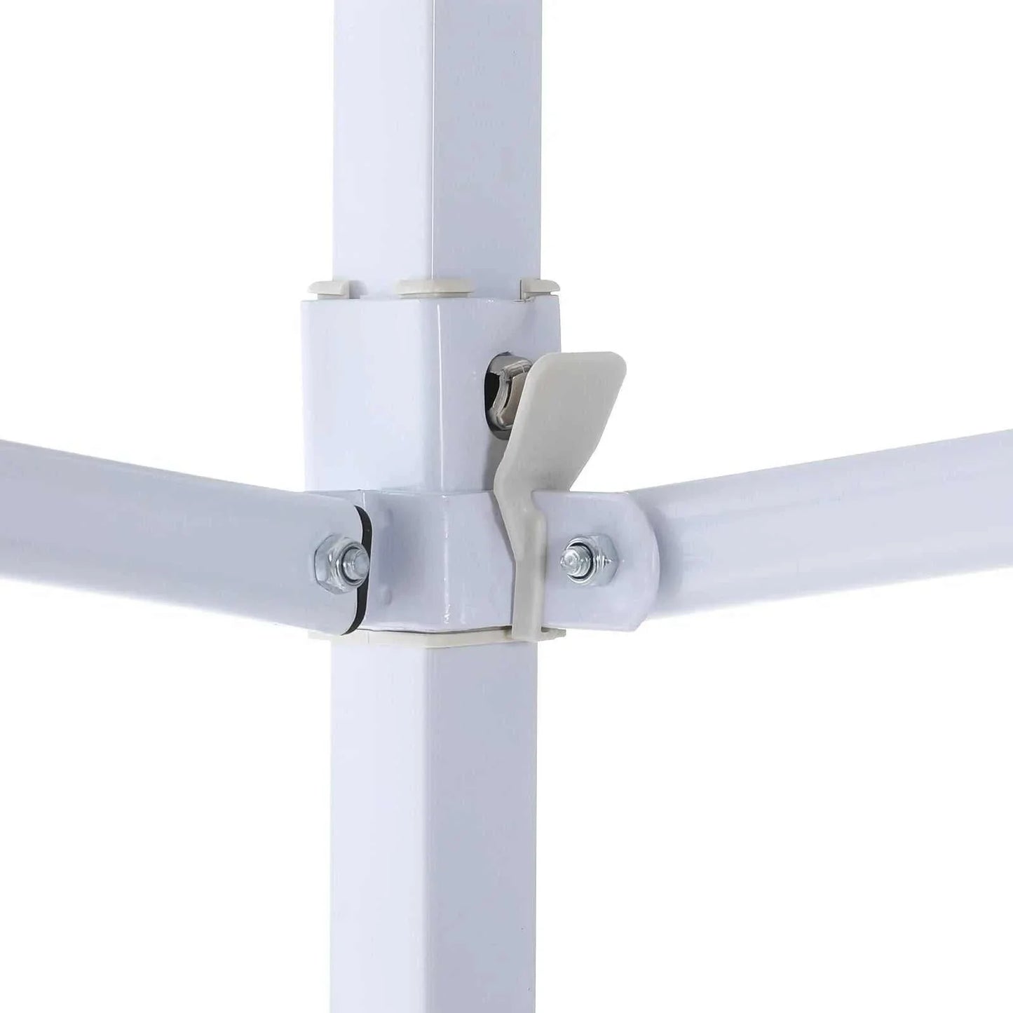 Detail of the white steel frame of Pavillon Easy Up 3x3m.