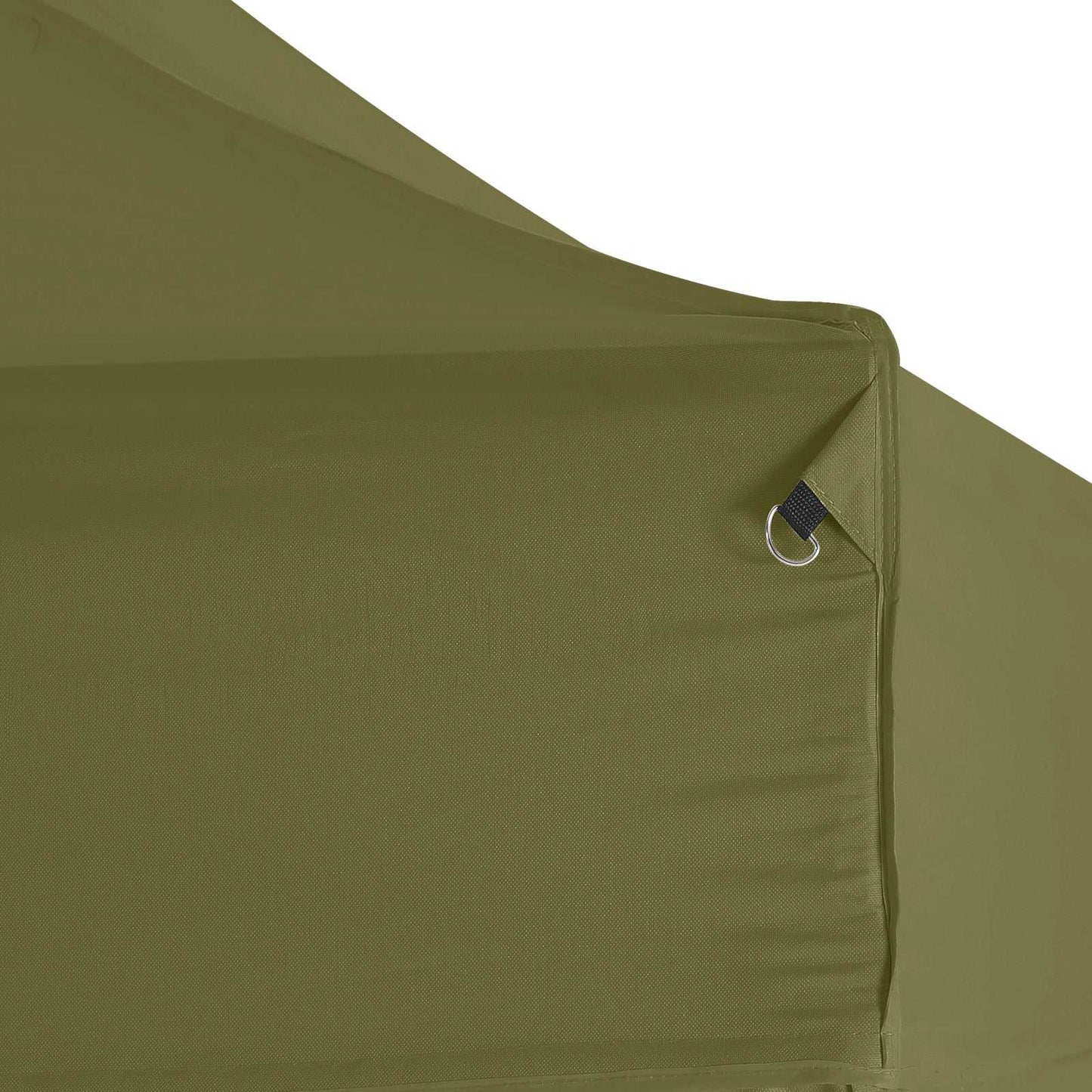 Pavillon oversejl 3x4,5 meter corner detail in green fabric.