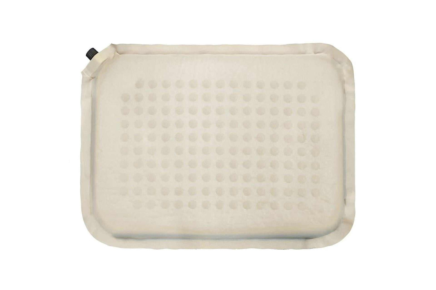 Selvoppustelig siddeunderlag i beige polyester TPU med transportpose og hurtig oppustning