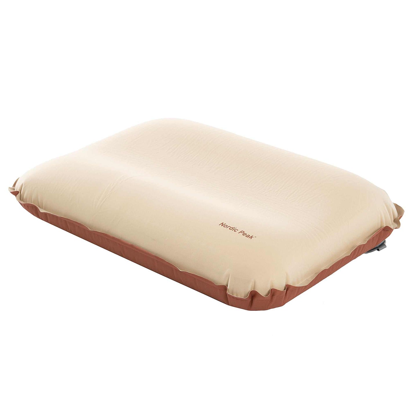Inflatable pillow with soft foam core and comfortable material.