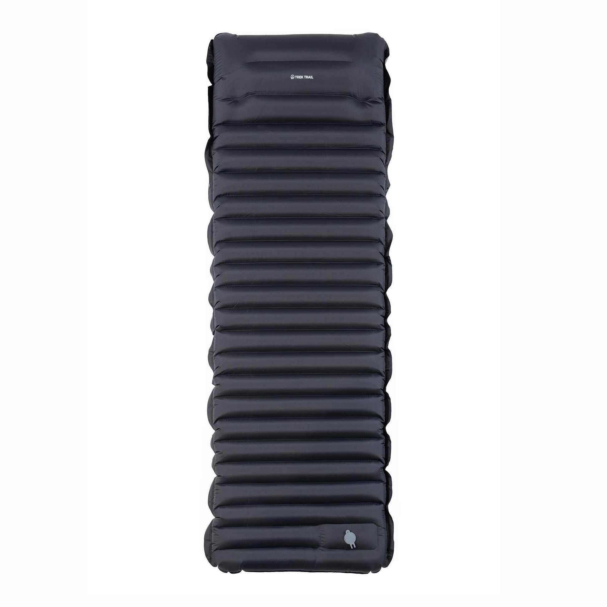 Ultralet 10 cm liggeunderlag med pude og fodpumpe, 195 x 70 cm, ripstop nylon.