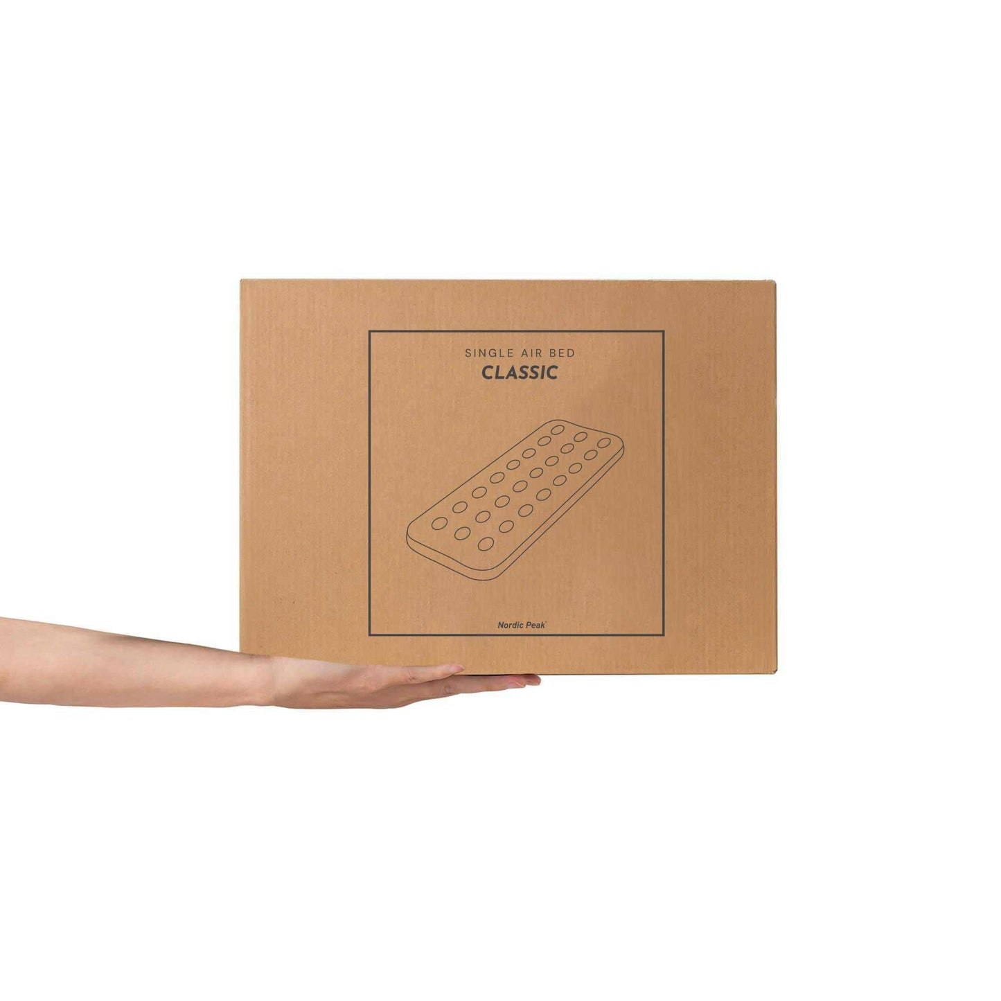 Single luftmadras in packaging with illustration and text "Classic".