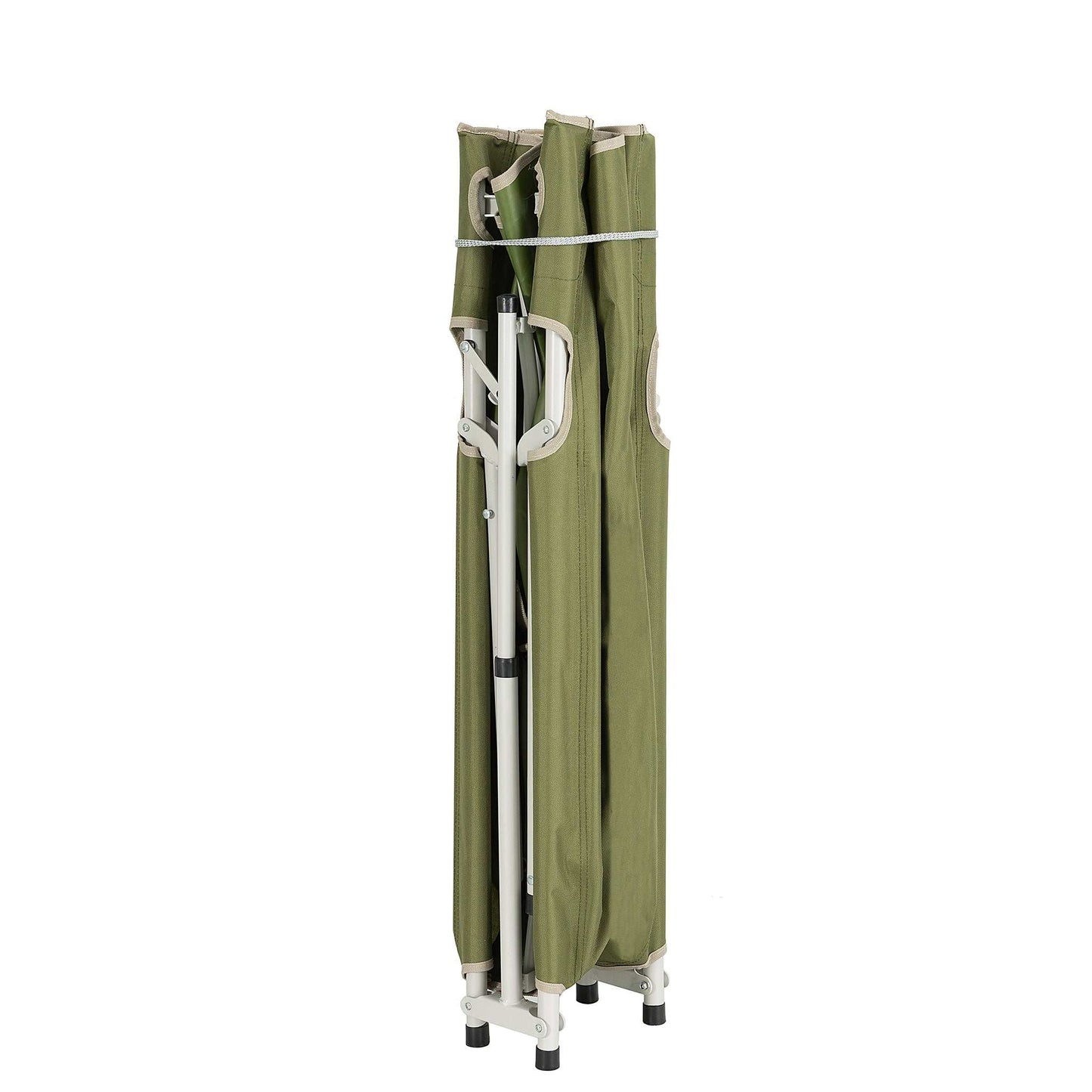 Foldable camping bed by Nordic Peak, durable 700D oxford polyester, compact storage bag included.