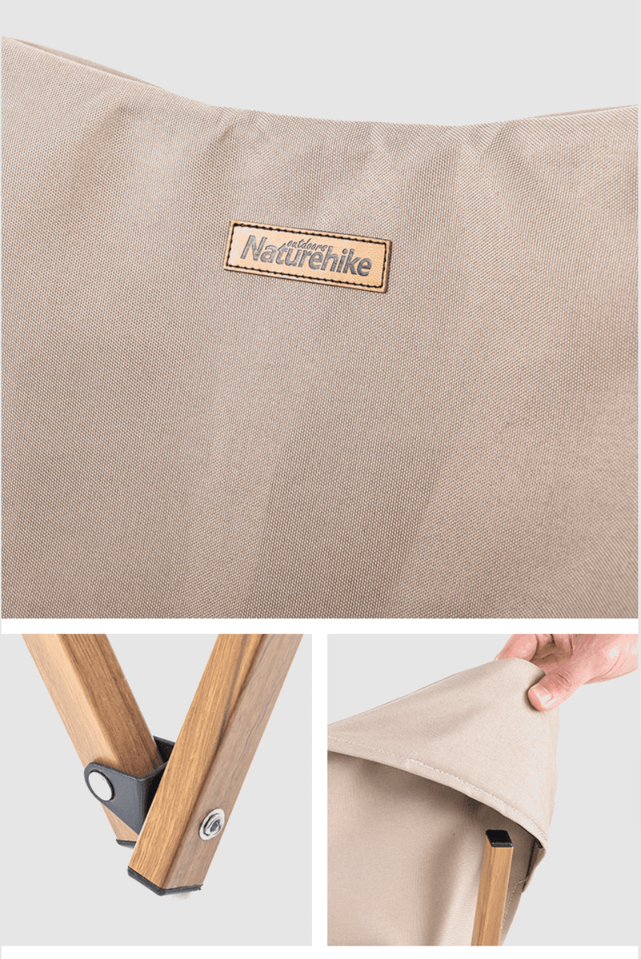 Glamping stol with heavy-duty canvas and wooden frame.