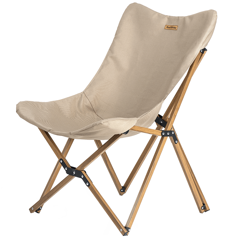 Glamping stol in heavy canvas fabric and wooden frame, 81 x 52 x 46 cm, 2.9 kg.