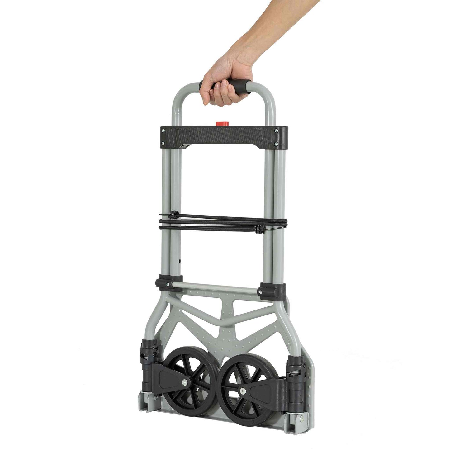 Sækkevogn med 80 kg kapacitet, foldbar med punkterfri dæk og elastik til fastspænding af bagage