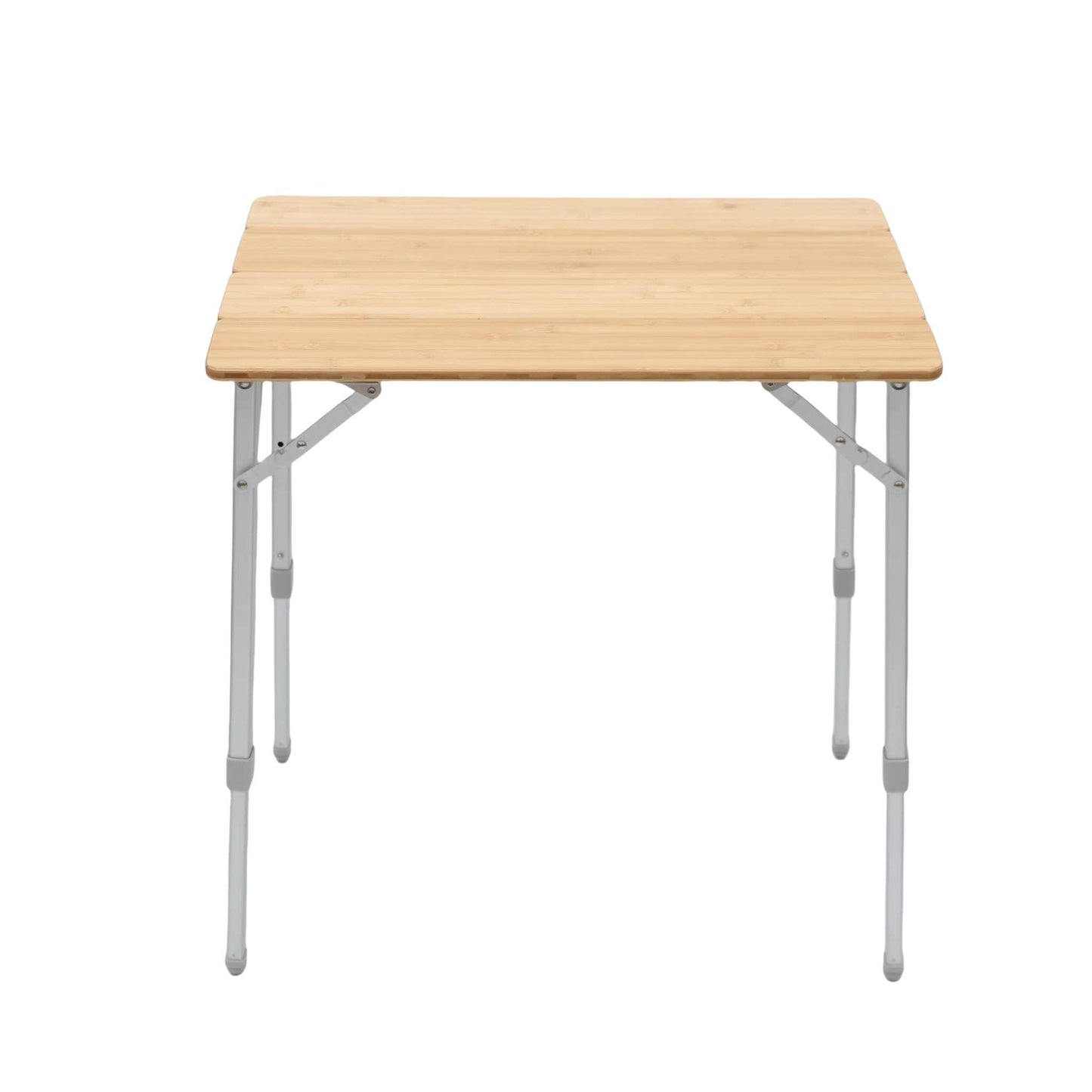Foldable bamboo table with aluminum frame, adjustable height, 65 x 50 cm.