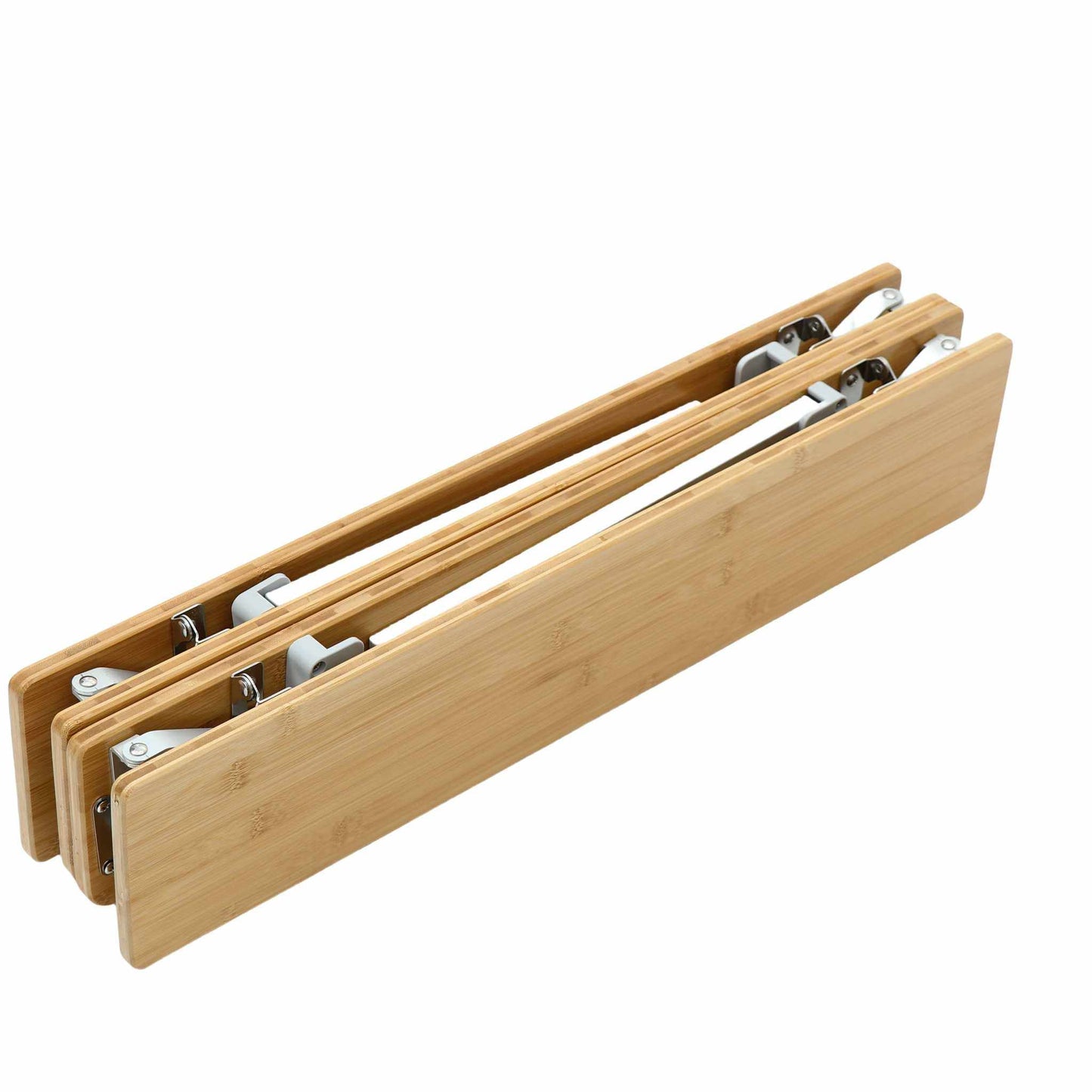 Foldable bamboo table, 65 x 50 cm, lightweight and adjustable.