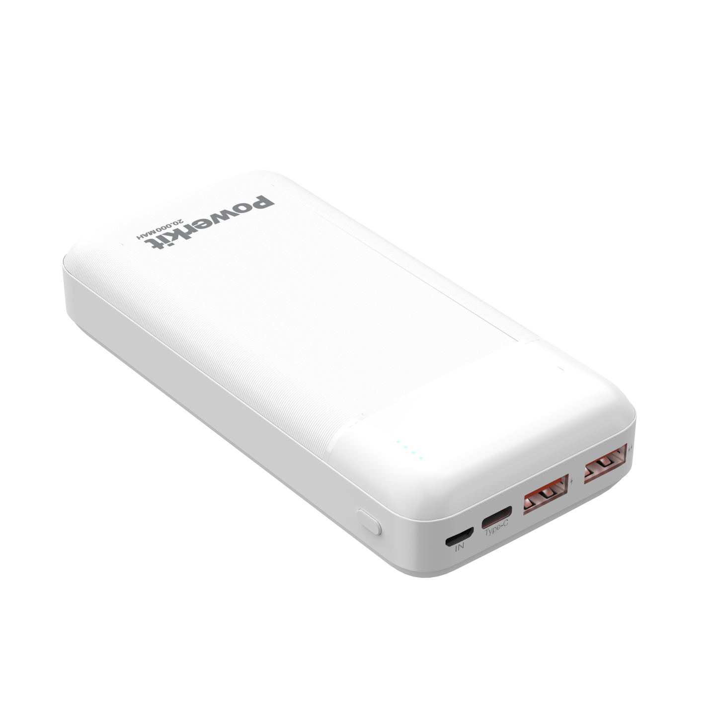Powerbank 20.000 mAh with fast charging and dual USB ports.