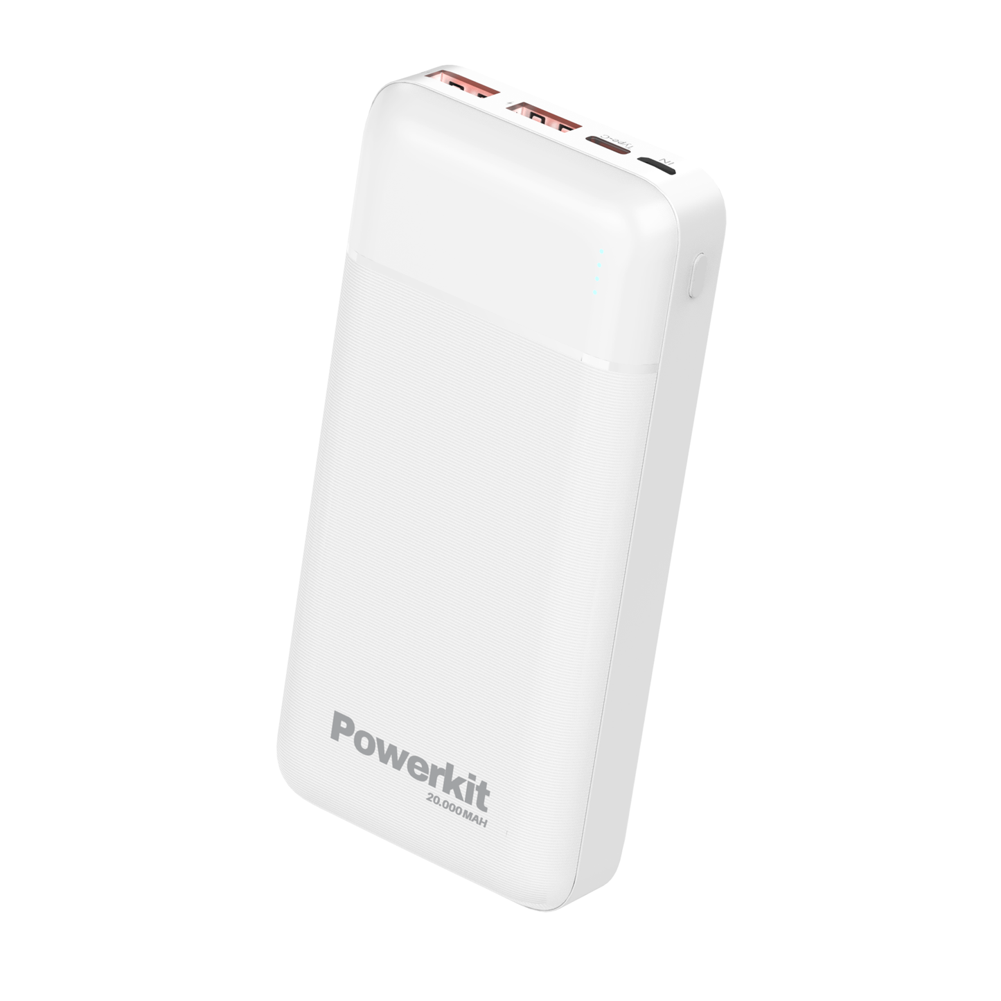 Powerbank 20.000 mAh with fast charging and dual USB ports.
