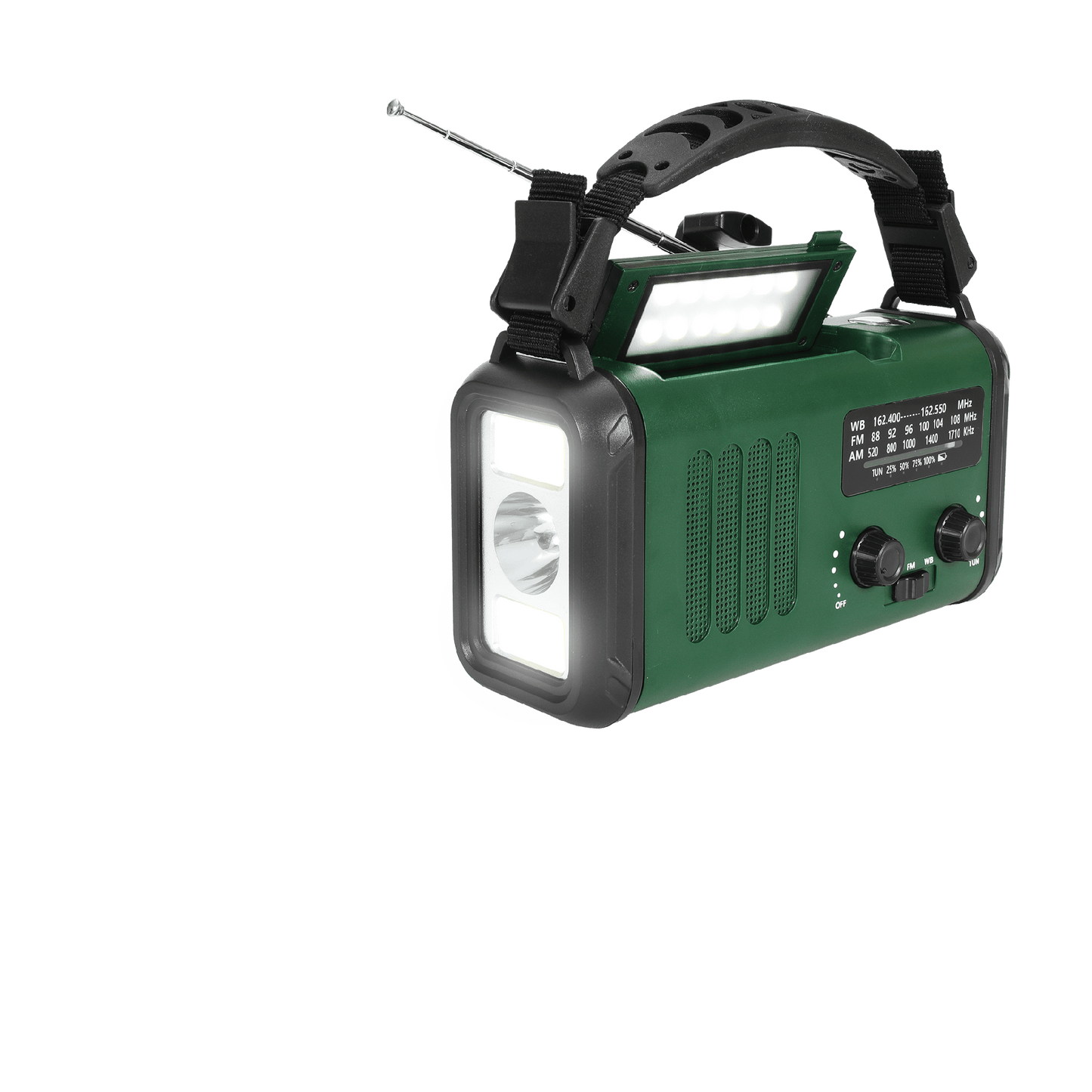 Nødradio m. solceller – FM/AM - 10.000 mAh powerbank