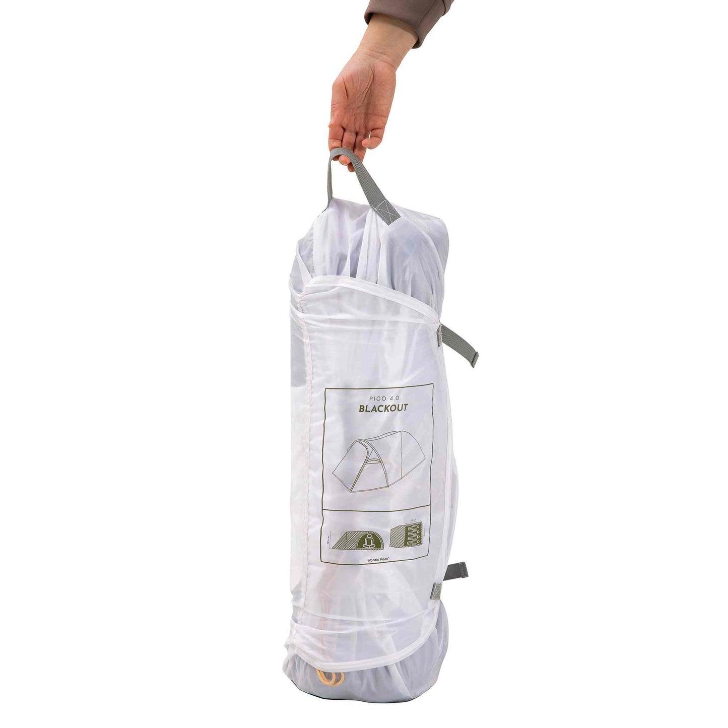 Blackout festivaltelt - 4 personer XL in carrying bag with handle.