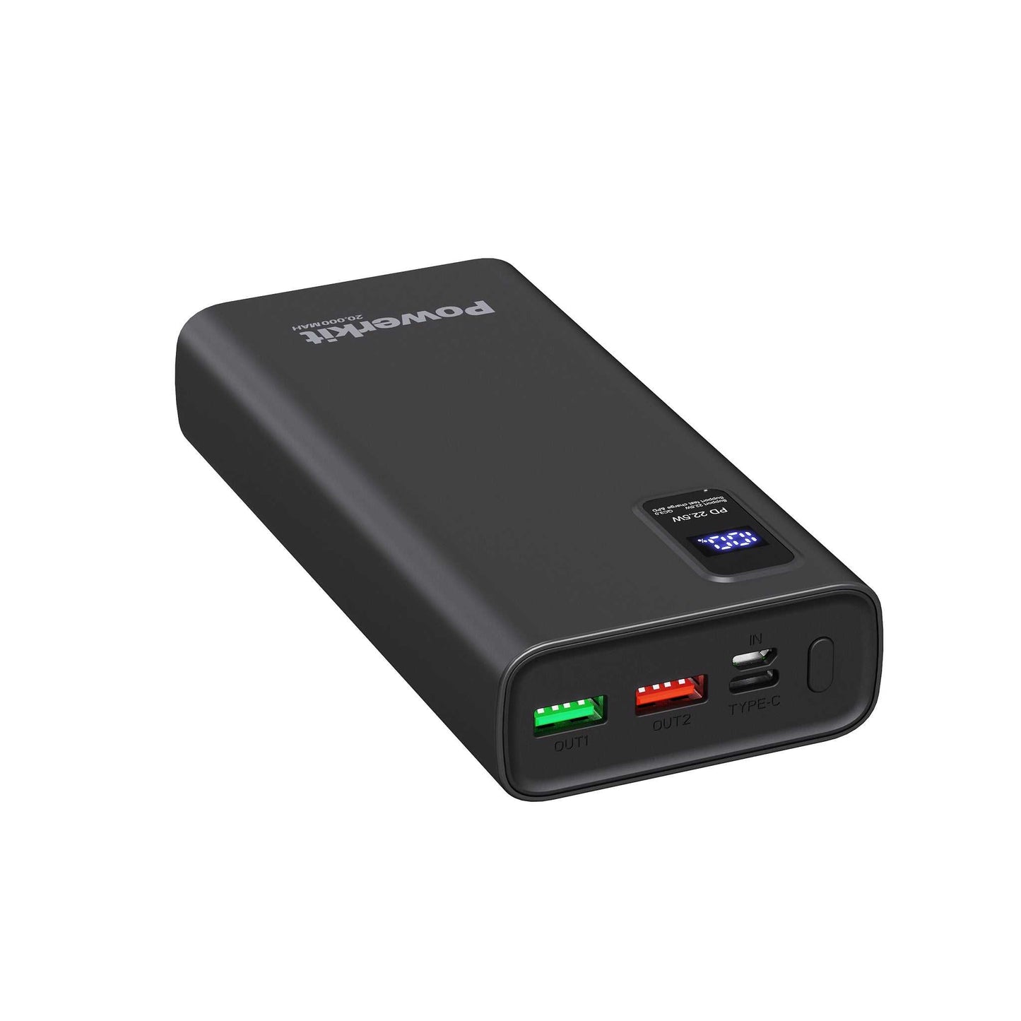 Powerbank 20.000 mAh - hurtigopladning - indbygget display