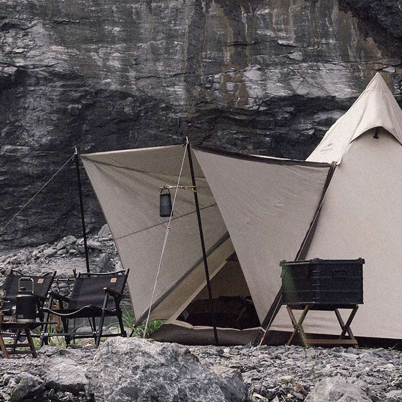 Tipi telt Ranch 4.0 med sekstantet design, rummeligt til 3-4 personer, slidstærkt 150D Oxford stof og stabil aluminiumskonstruktion ved klippegrund
