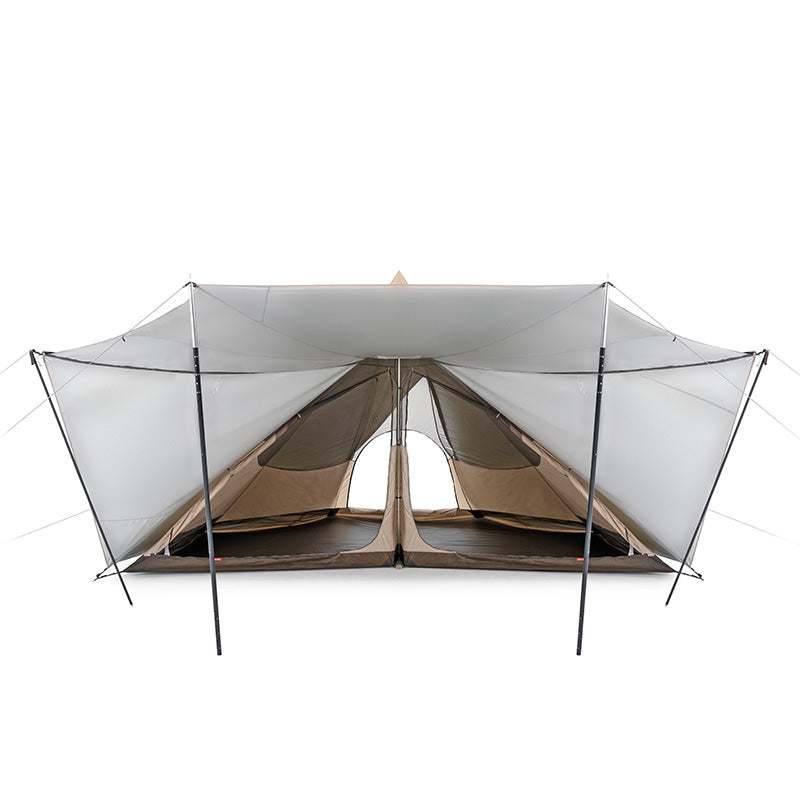 Tipi telt med ottekantet design, plads til 5-8 personer, robust 150D Oxford stof og aluminiumsstel.