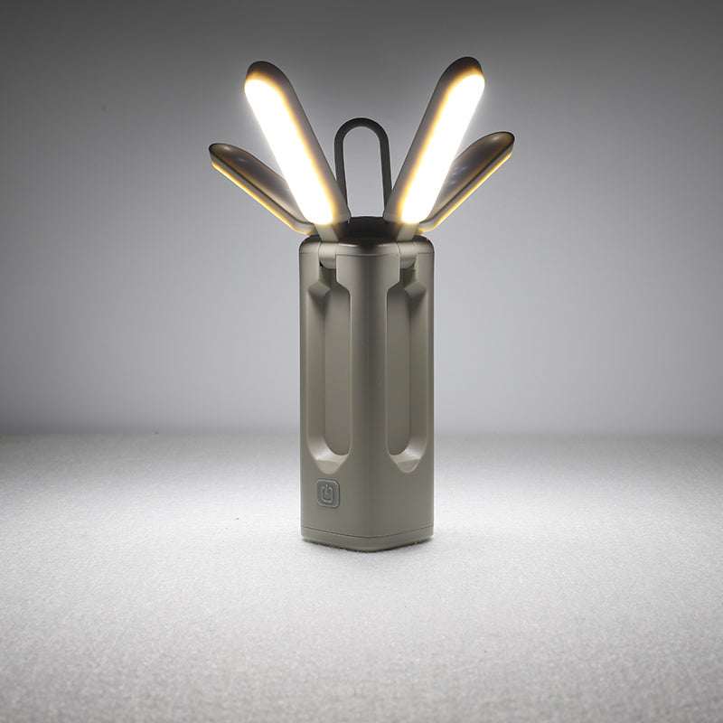 Lampe - 4 x LED med 350 lumen, genopladelig USB C, varmt og koldt lys, dæmpbar, 5-10 timers brugstid, og powerbank-funktion