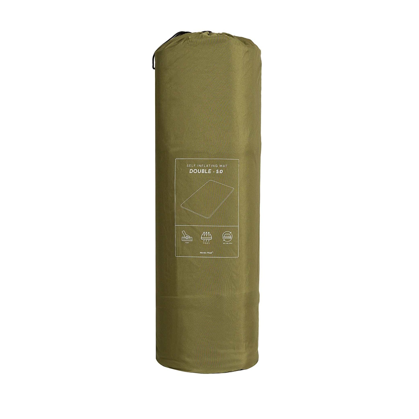 Selvoppustelig dobbelt liggeunderlag 6 cm, Nordic Peak, pakket sammen, let og blødt.