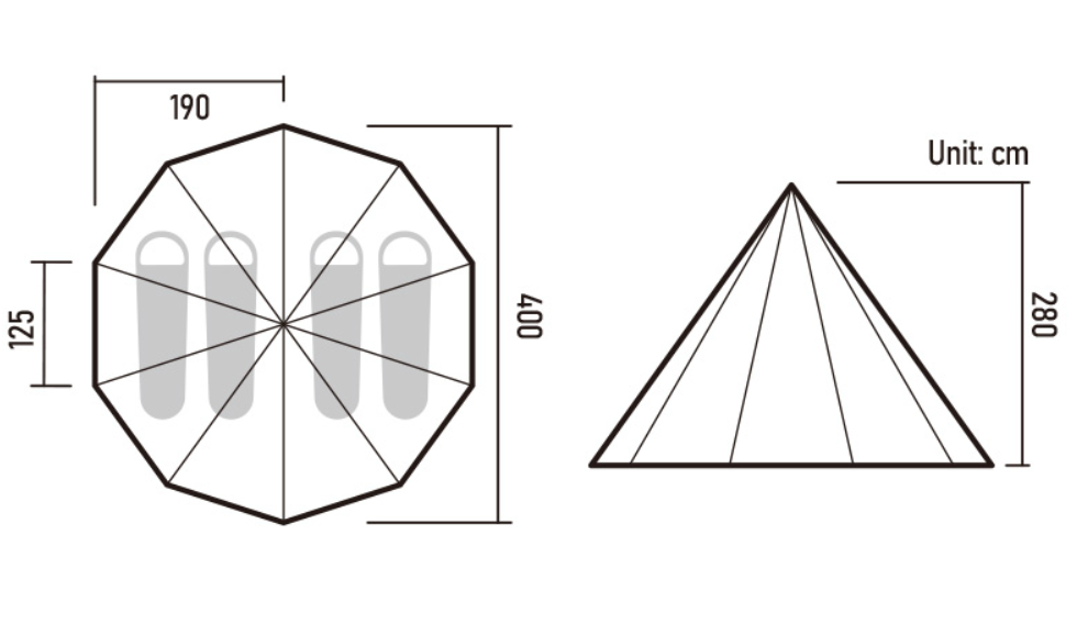 Glamping tipi telt - Medium