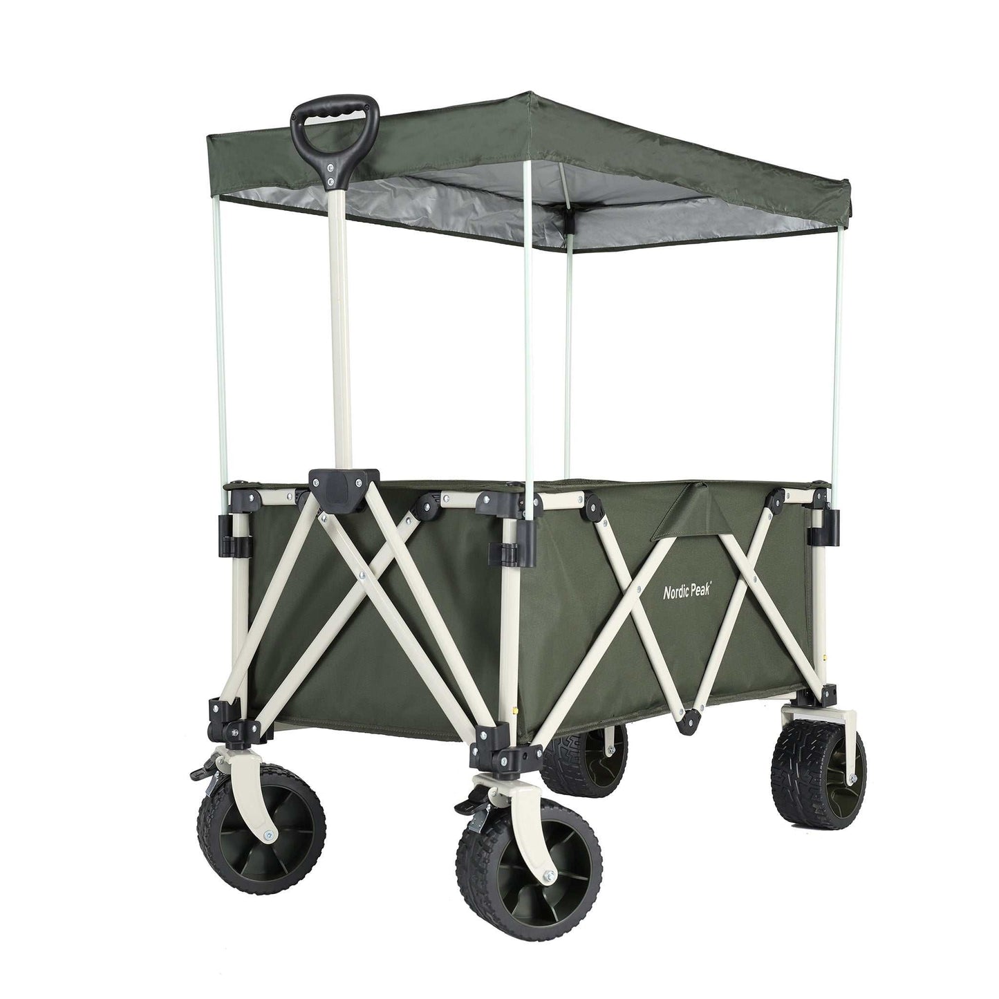Foldbar trækvogn med tag - max 120 kg.