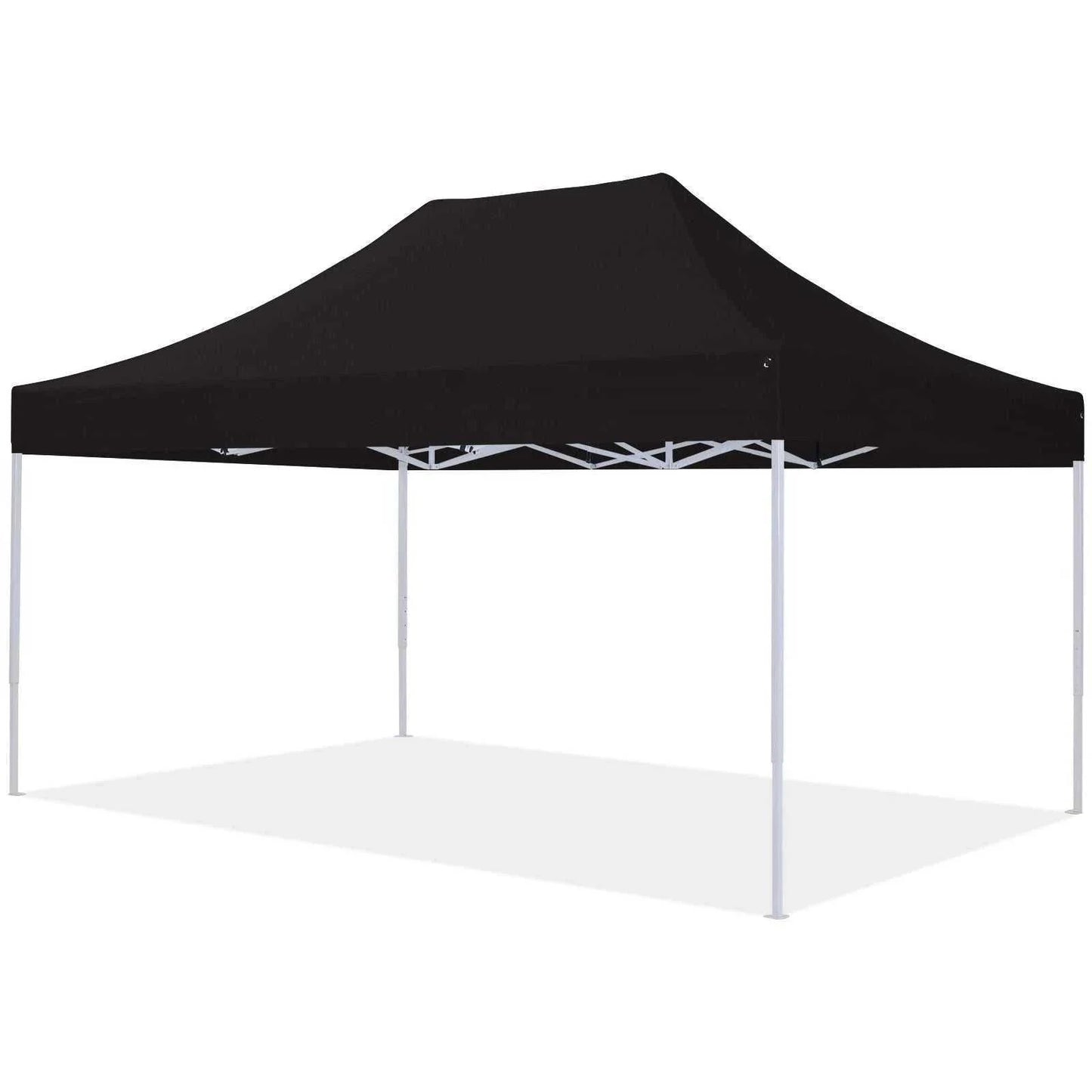 Black Pavillon Easy Up tent with steel frame, 3x4.5m, waterproof UV-protected polyester roof.