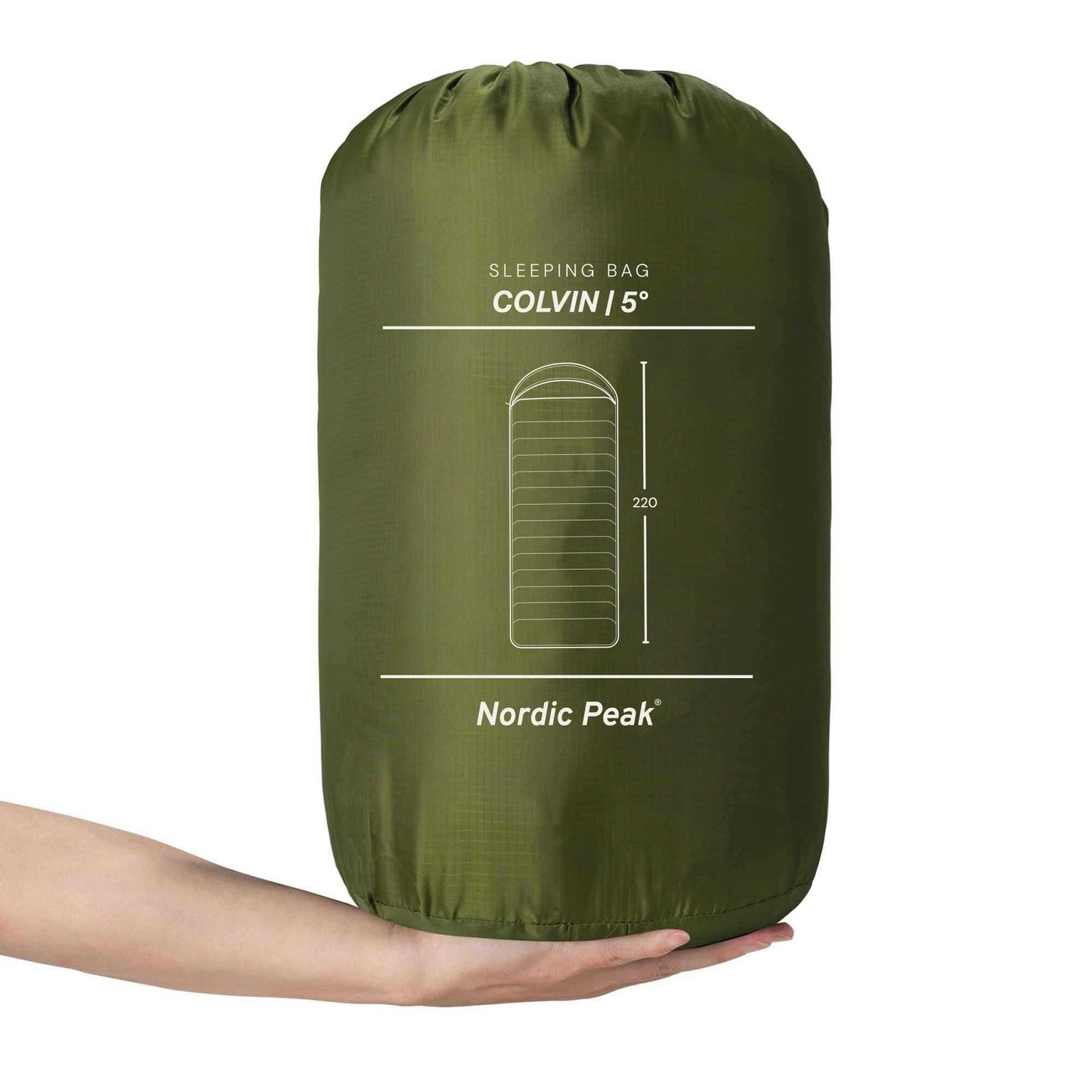 Compact and lightweight Sovepose Colvin sleeping bag, ideal for 5-10° temperatures, fits up to 200 cm, made of durable, water-repellent polyester.