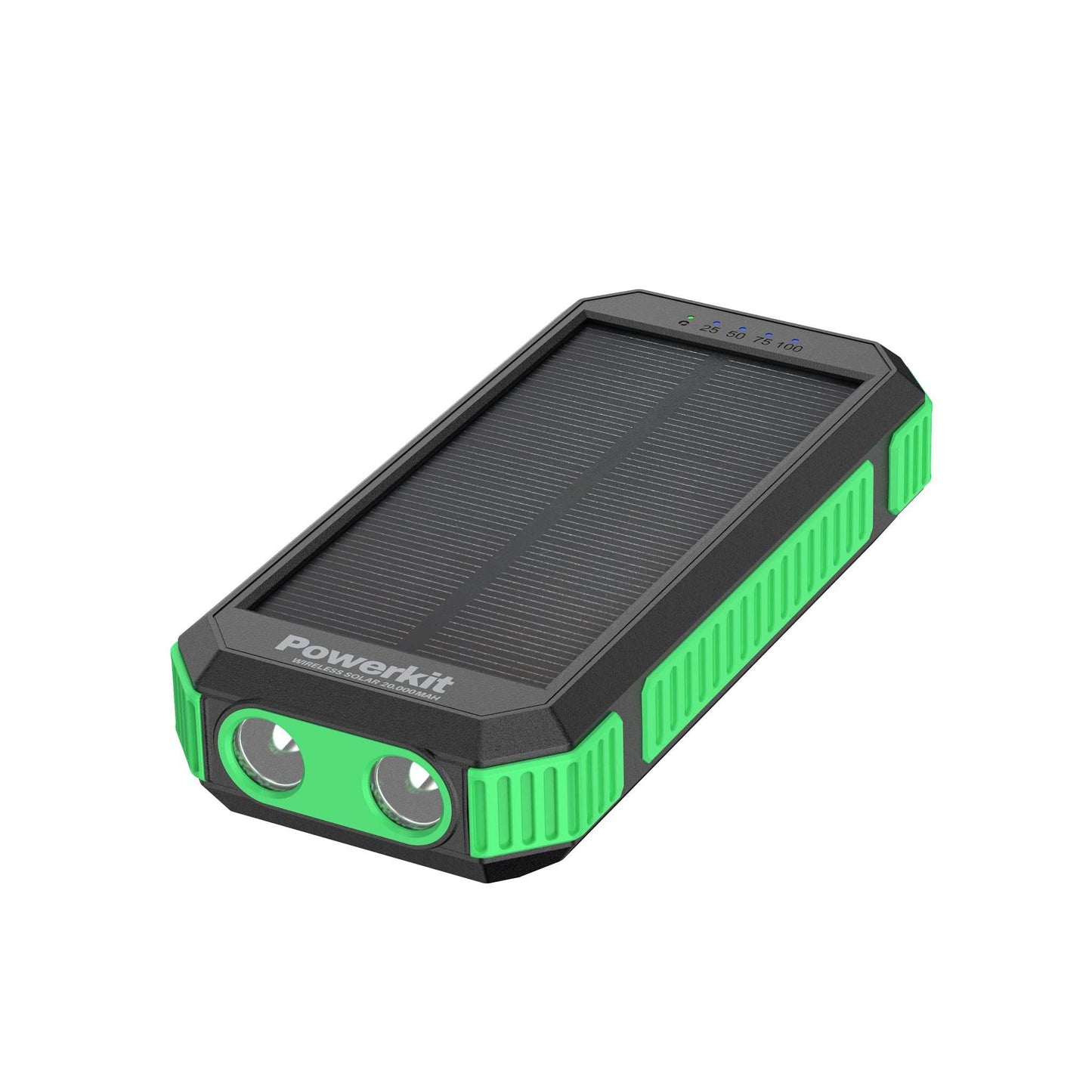 Powerbank 20.000 mAh - solceller og trådløs opladning