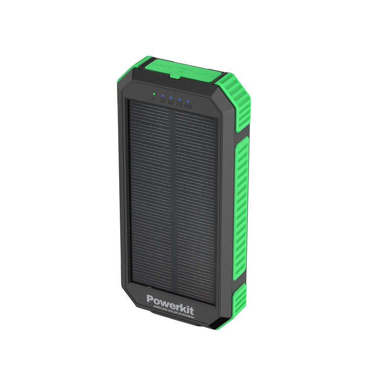 Powerbank 20.000 mAh - solceller og trådløs opladning