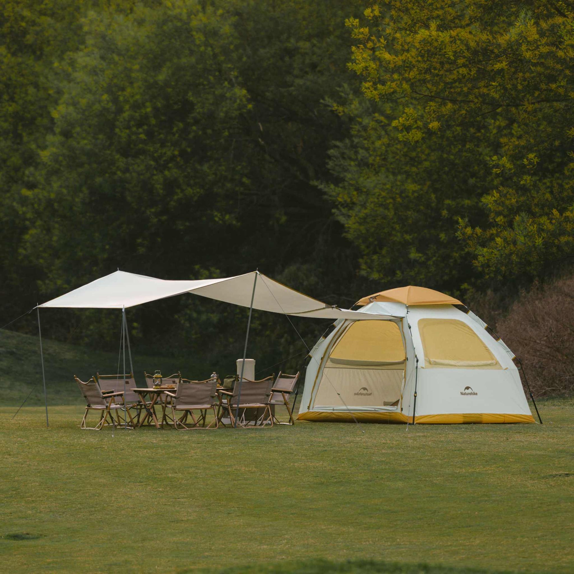 3 personers Easy up telt fra Naturehike med Easy up funktion, lys og rummelig til forår og sommer, 2500mm vandsøjletryk.