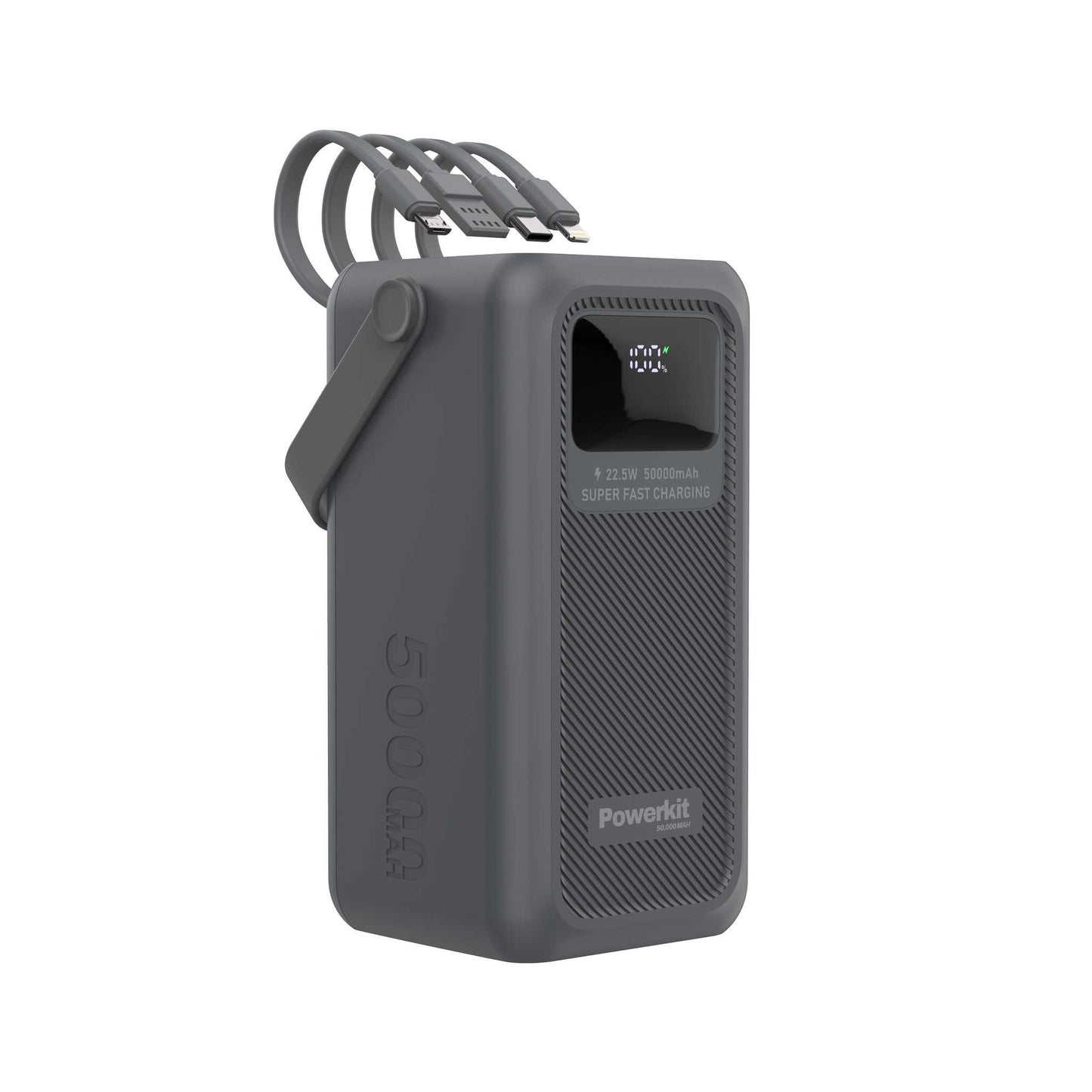 Powerbank 50.000 mAh - hurtigopladning - indbygget display og kabler
