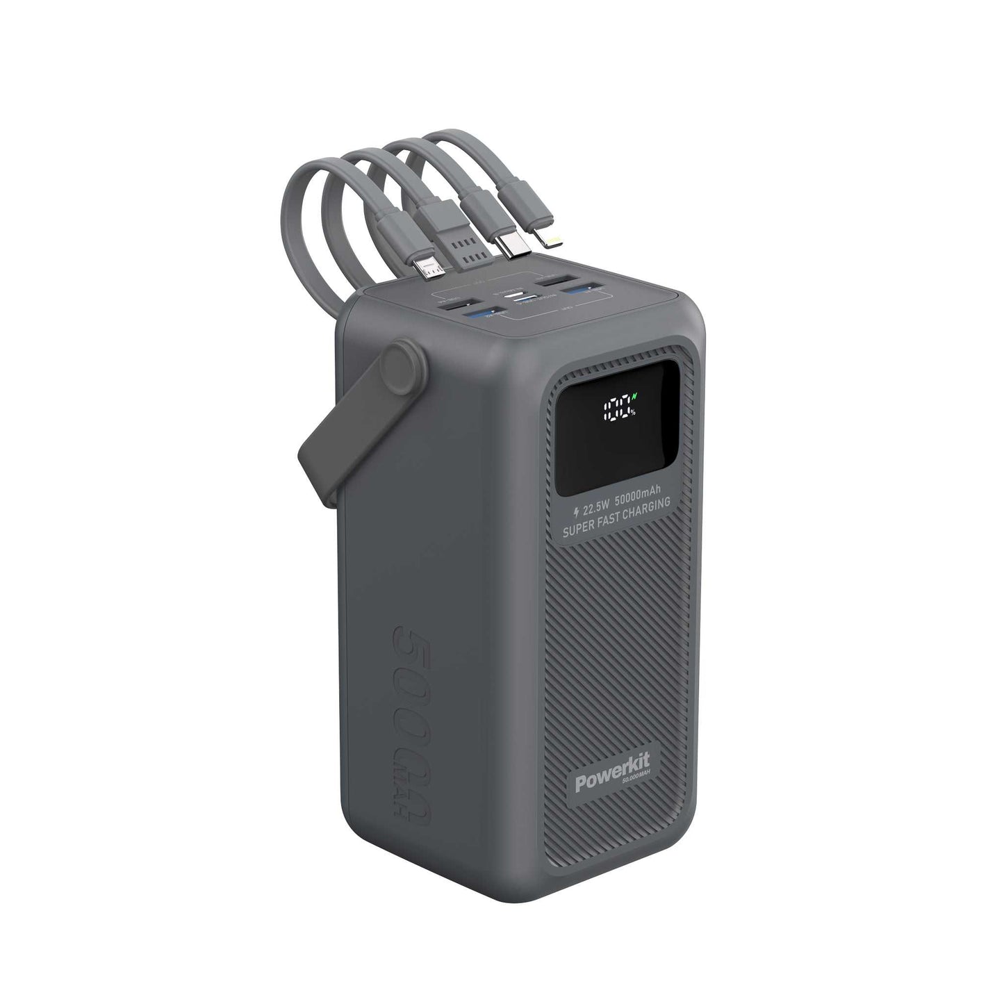 Powerbank 50.000 mAh - hurtigopladning - indbygget display og kabler