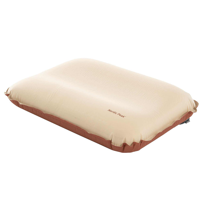 Inflatable pillow with soft foam core and comfortable material.
