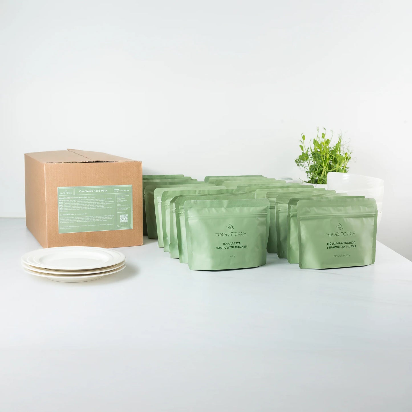 Frysetørret mad til 1 uge (21 portioner)