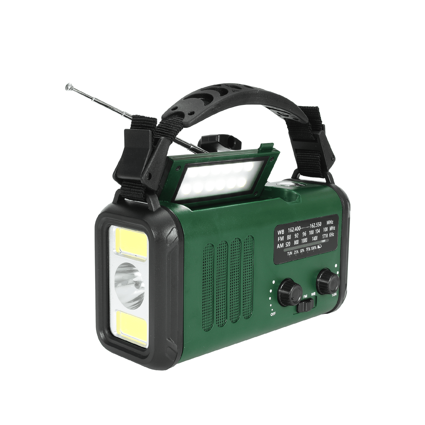 Nødradio m. solceller – FM/AM - 10.000 mAh powerbank