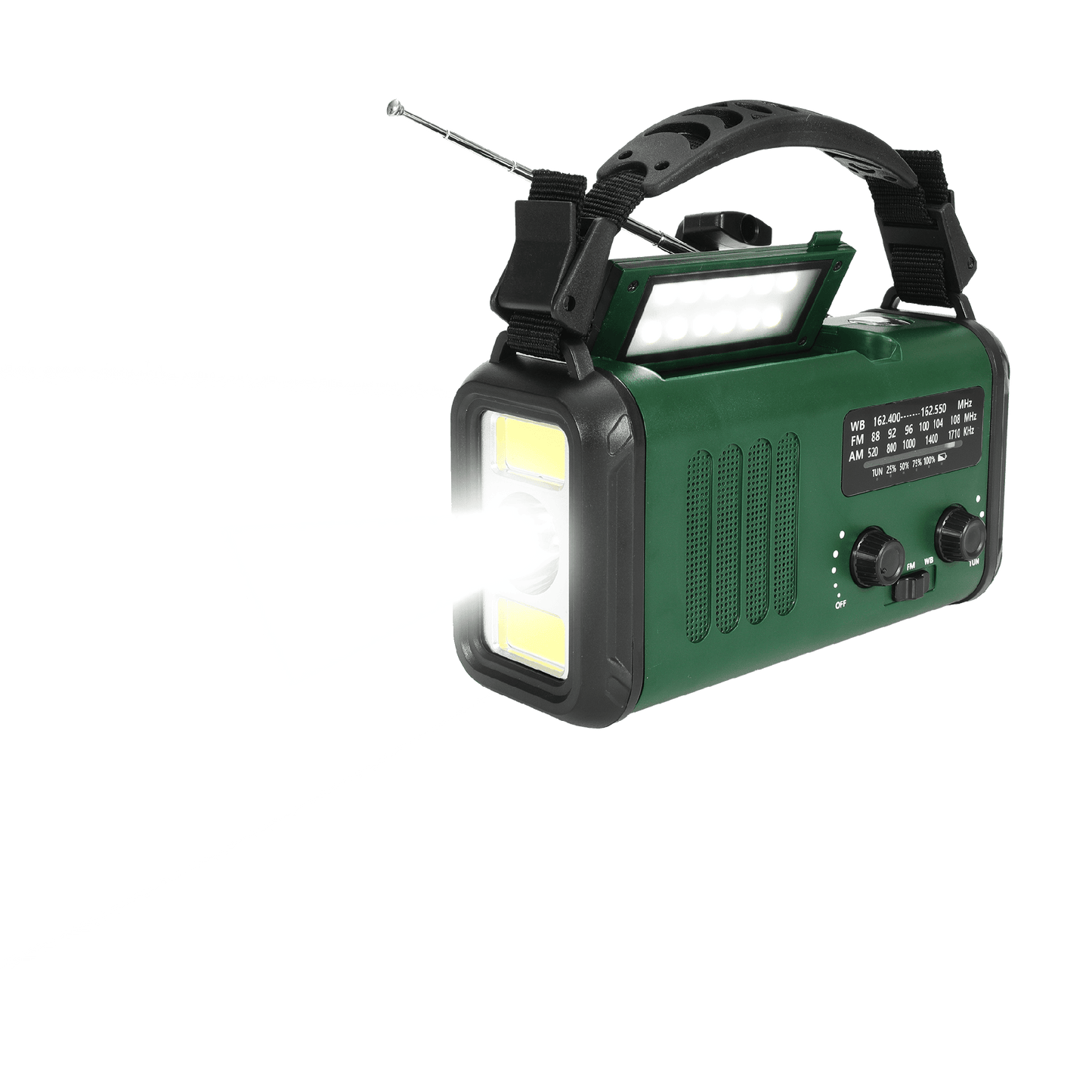 Nødradio m. solceller – FM/AM - 10.000 mAh powerbank