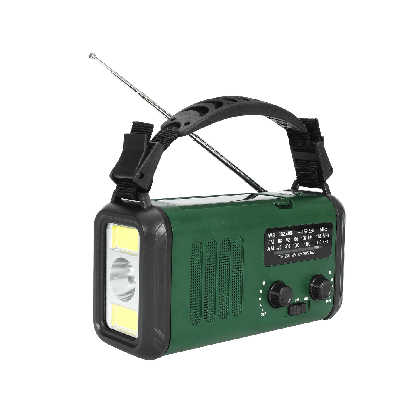 Nødradio m. solceller – FM/AM - 10.000 mAh powerbank