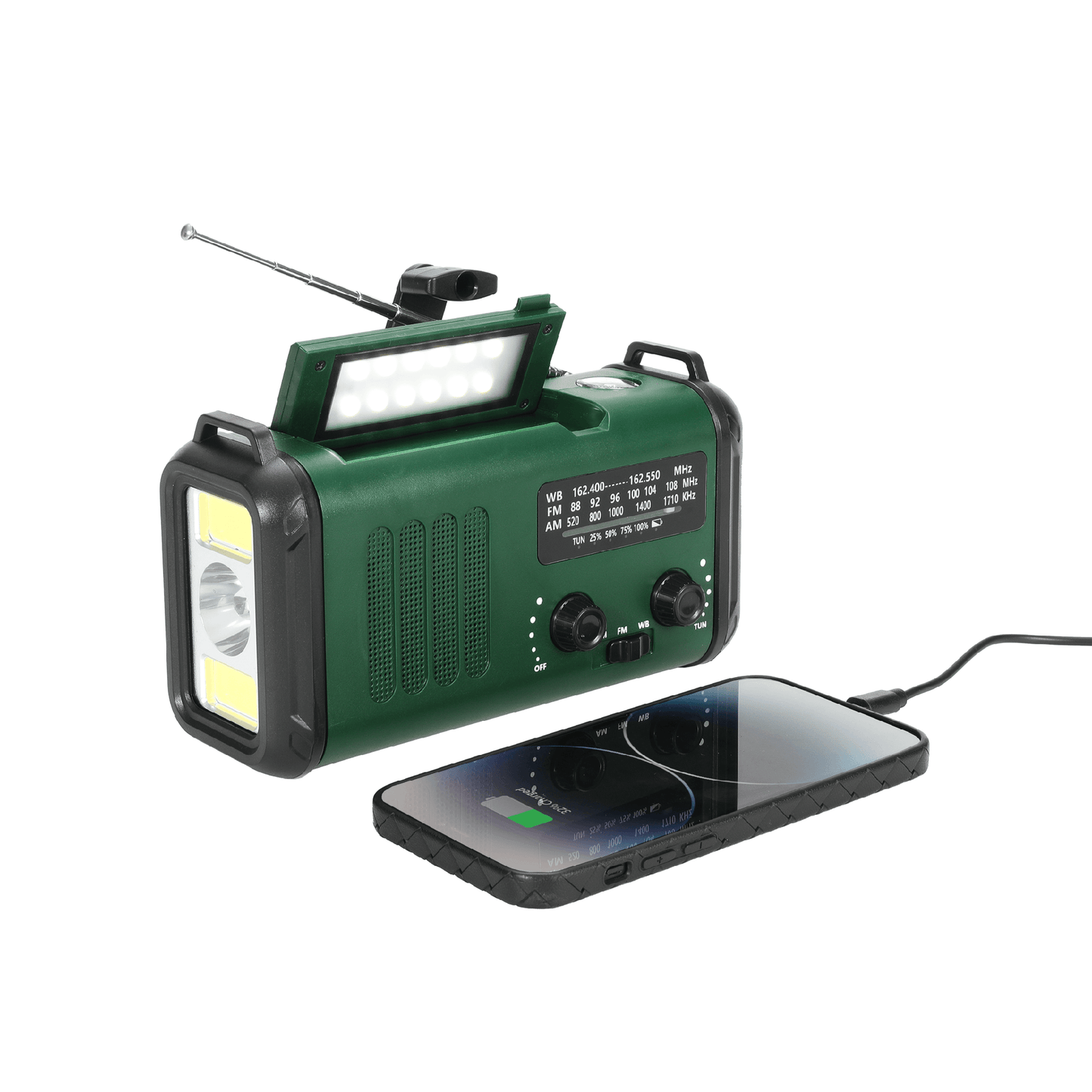 Nødradio m. solceller – FM/AM - 10.000 mAh powerbank