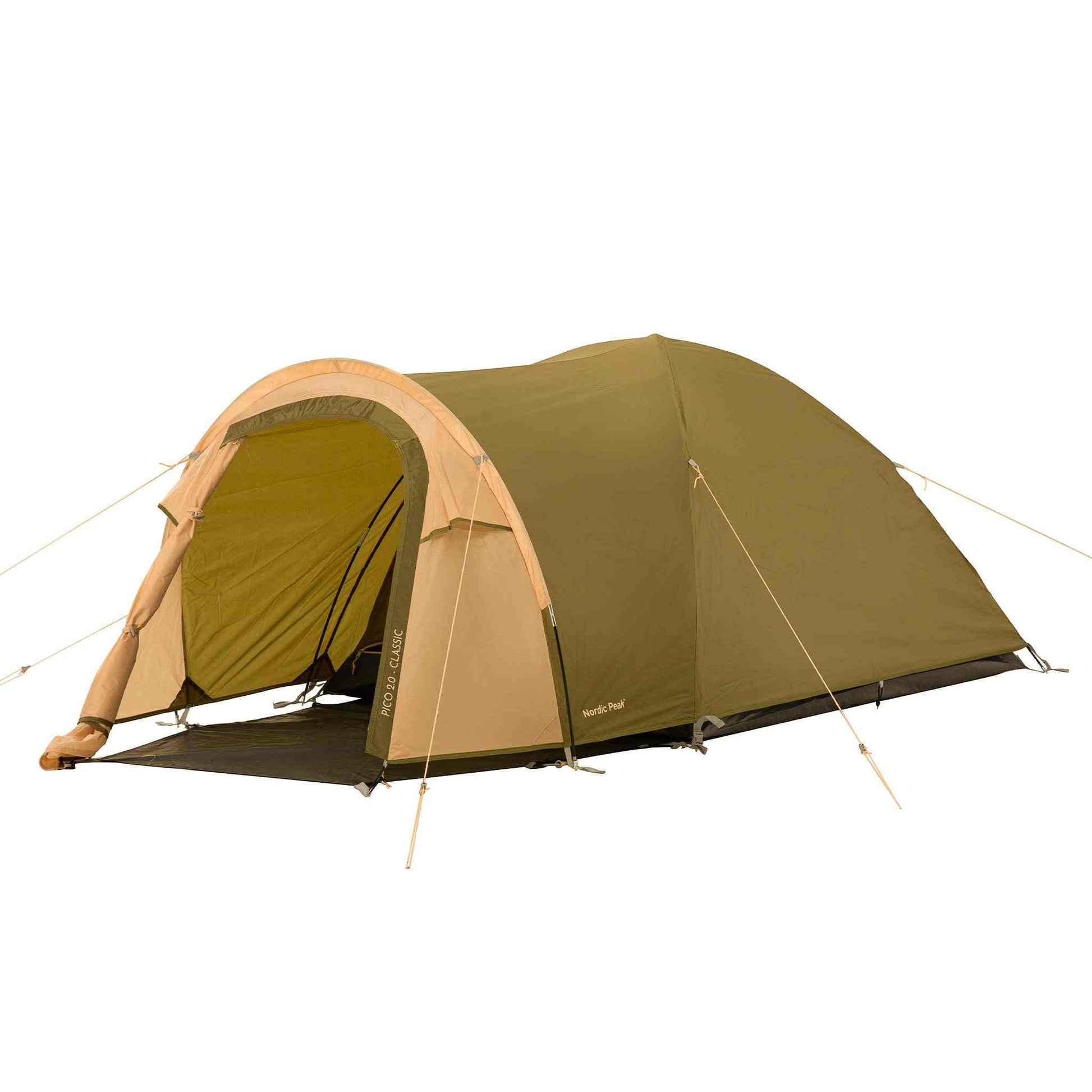 2-person, waterproof festival tent with ventilation, mosquito net, and durable zippers.