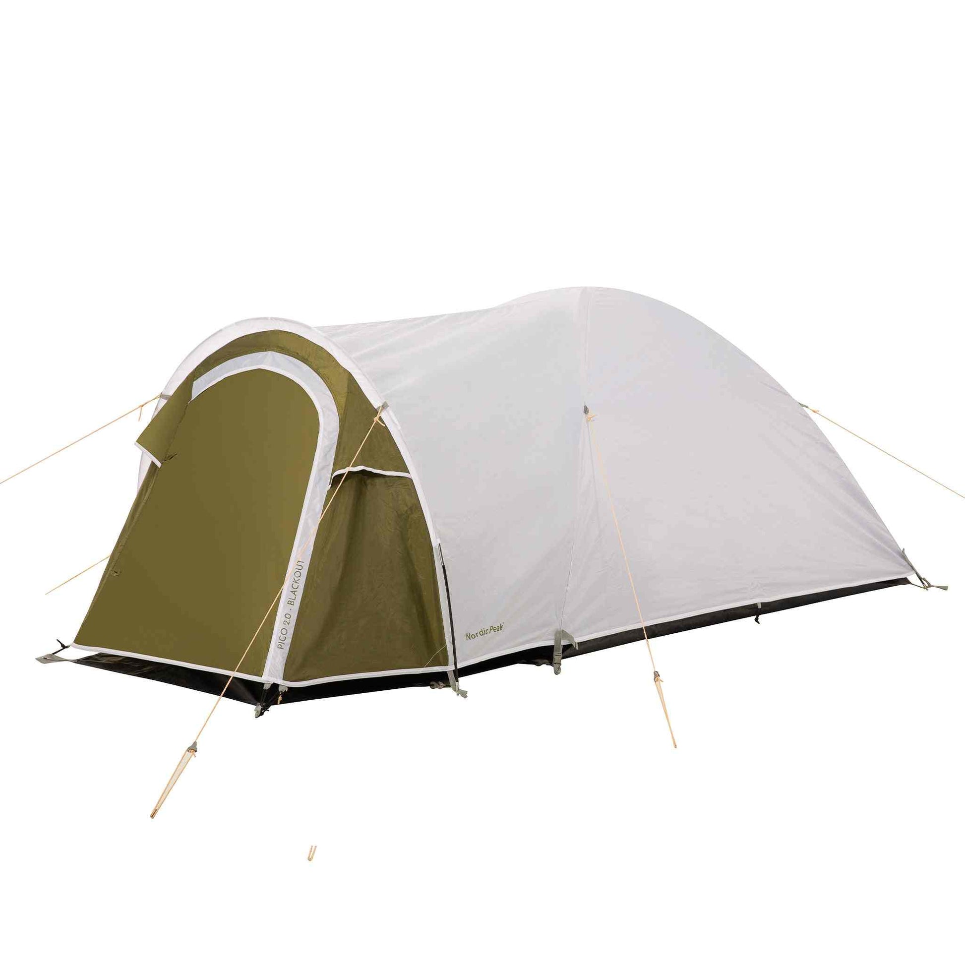 2-person blackout festival tent, Pico 2.0, waterproof, with ventilation and storage features.