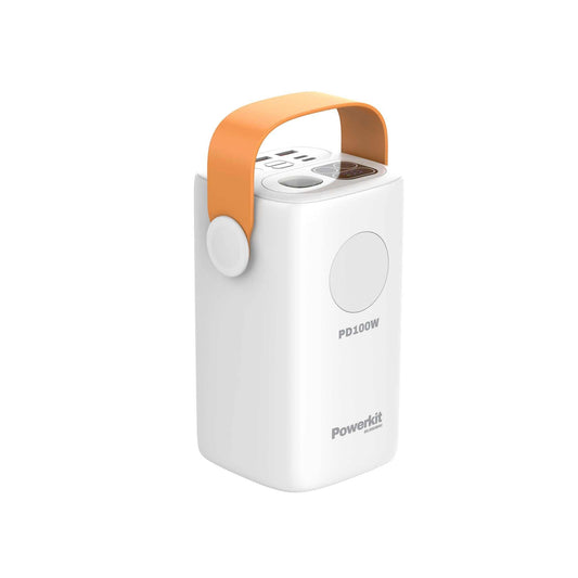 Power Station 60.000 mAh med lynladning, indbygget display og kraftig lommelygte, oplader 3 enheder samtidigt via USB-A og USB-C.