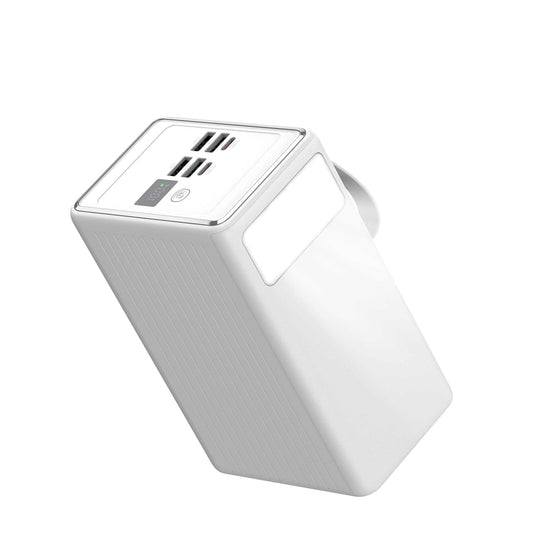 Powerbank 80.000 mAh med hurtigopladning, indbygget display, USB-A og USB-C, mulighed for 3 enheder samtidig og lommelygte.
