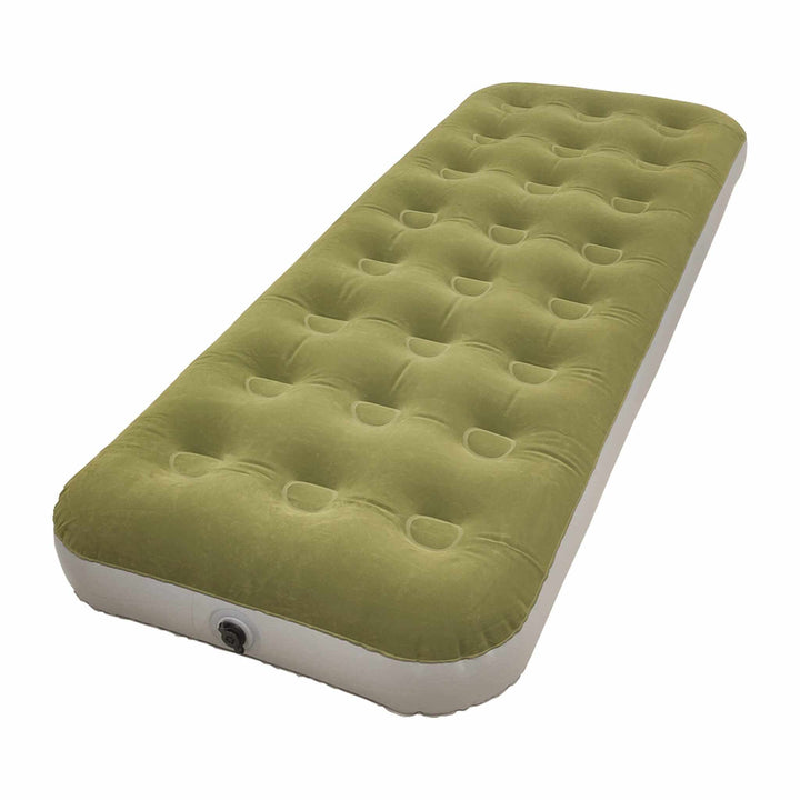 Single luftmadras med ventil, let og transportabel, 185x74x22 cm, oppustelig sommermadras.