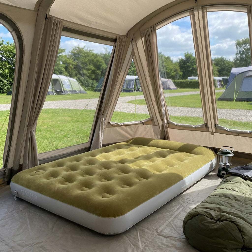 Dobbelt luftmadras - Indbygget pude og fodpumpe