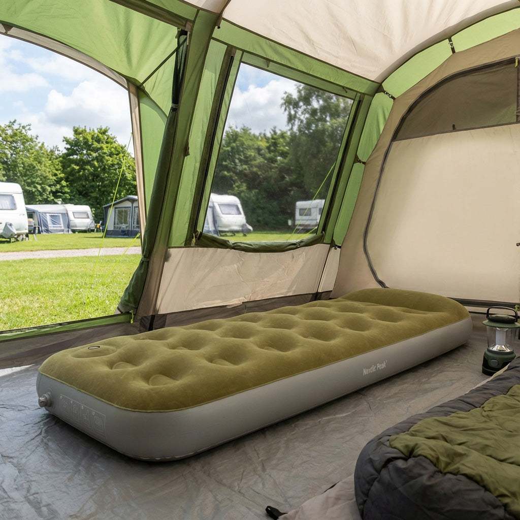 Single luftmadras - Indbygget pude og fodpumpe