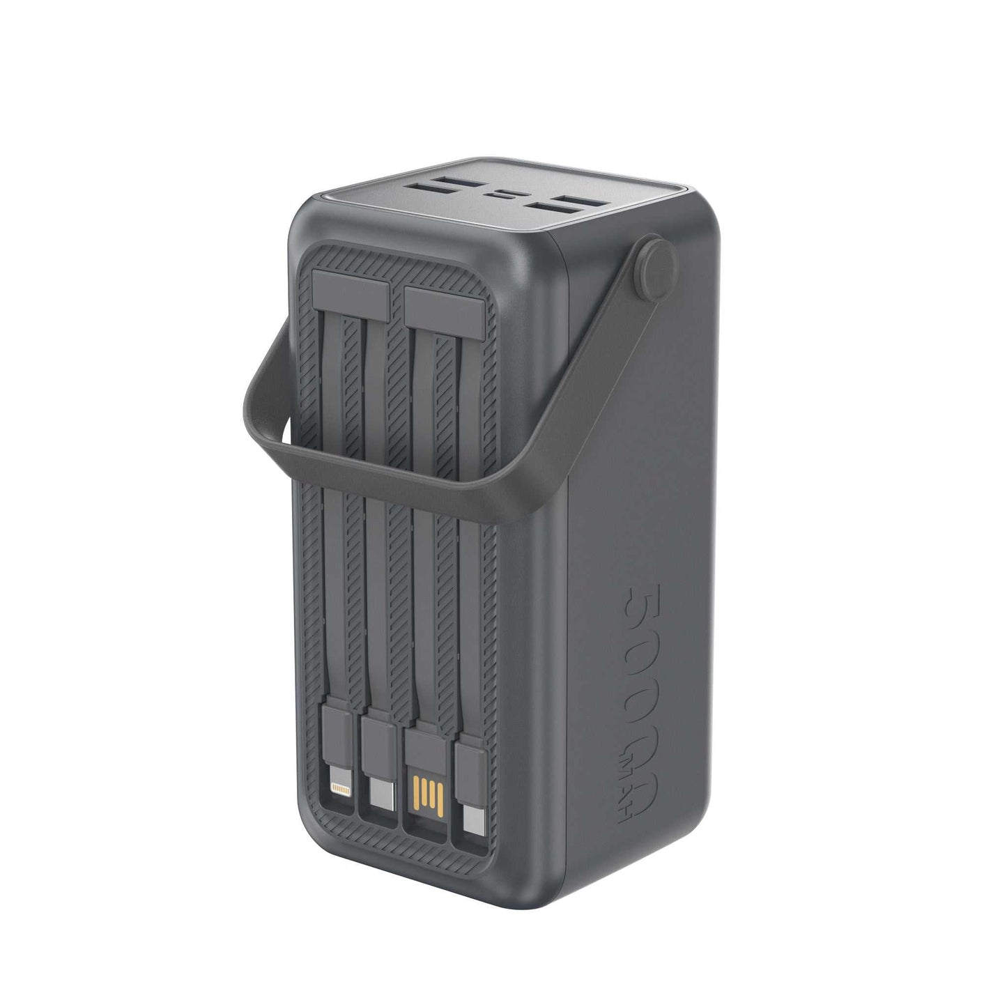 Powerbank 50.000 mAh - hurtigopladning - indbygget display og kabler