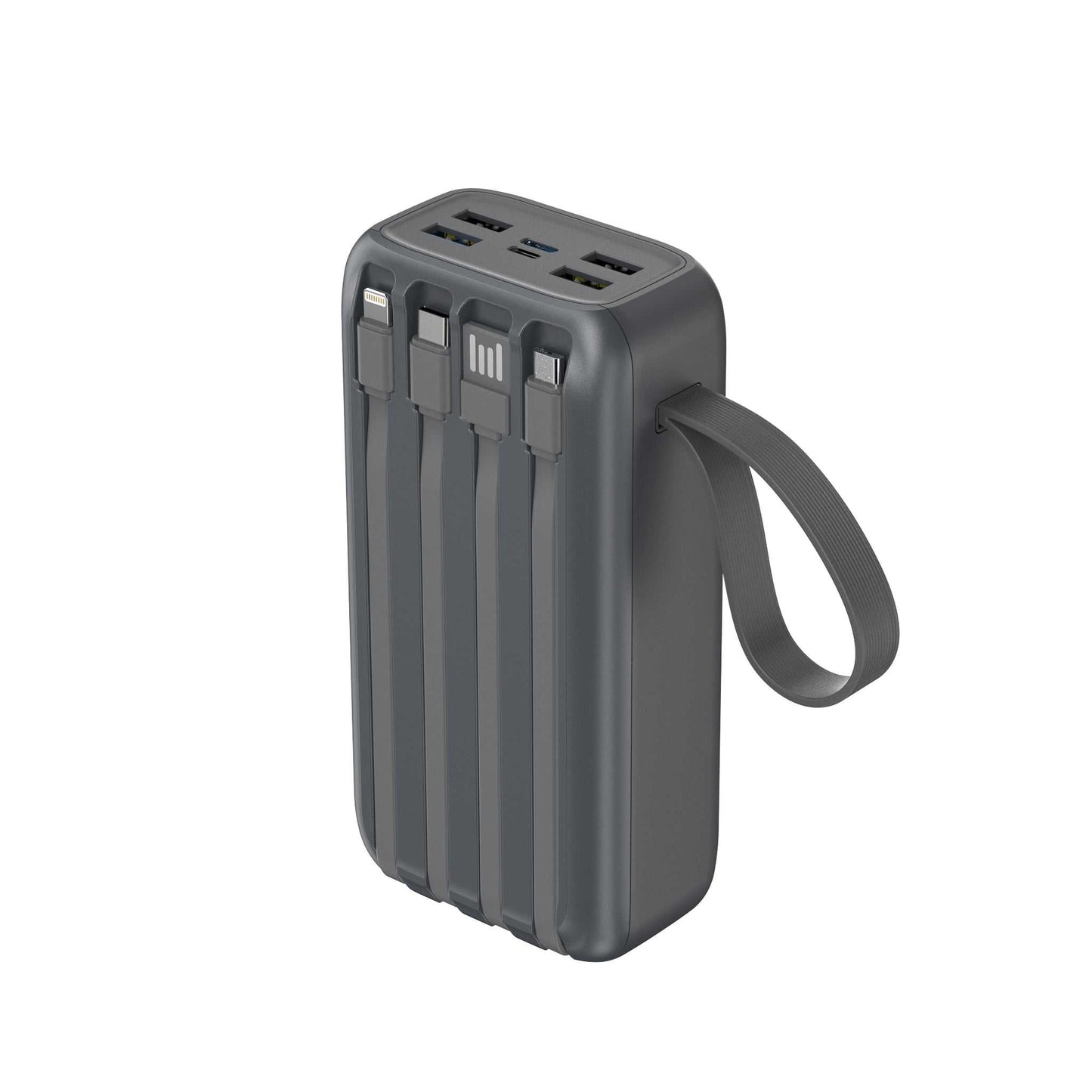 Powerbank 30.000 mAh - hurtigopladning - indbygget display og kabler