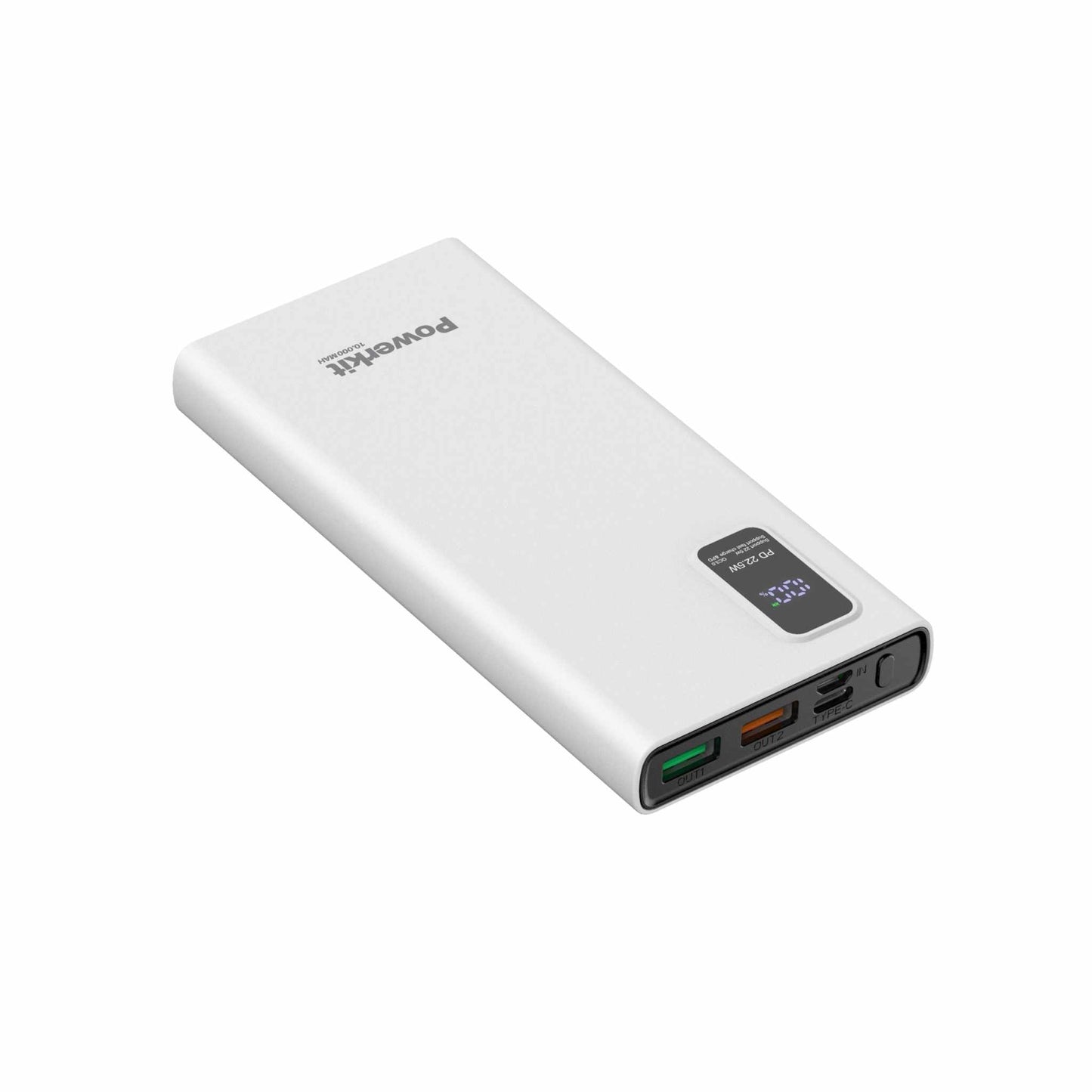 Powerbank 10.000 mAh - hurtigopladning - indbygget display