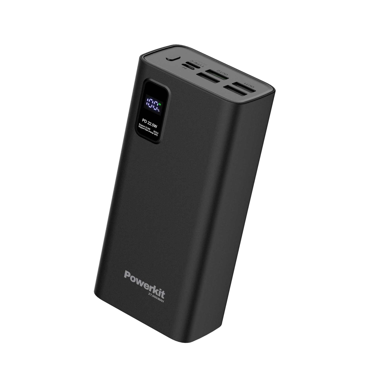 Powerbank 27.000 mAh - hurtigopladning - indbygget display