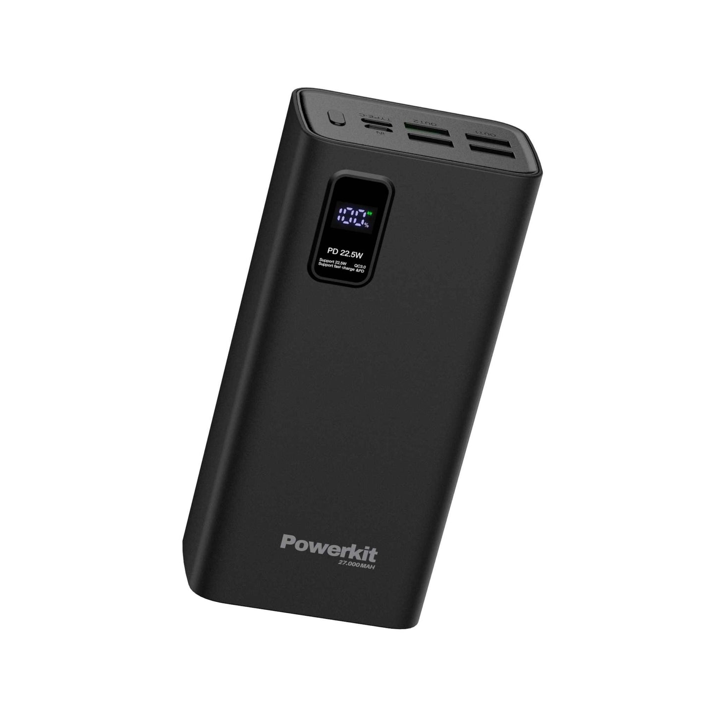 Powerbank 27.000 mAh - hurtigopladning - indbygget display