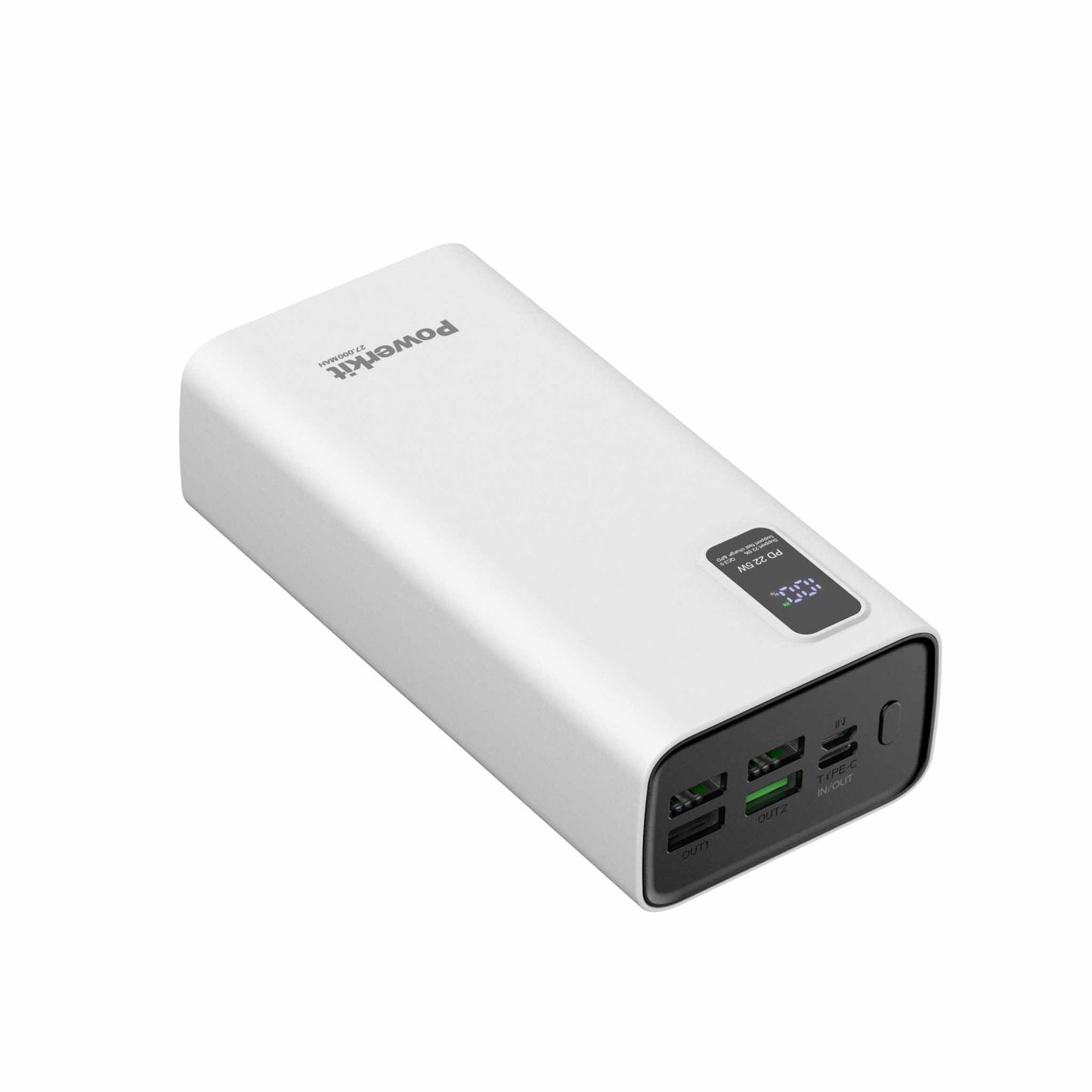 Powerbank 27.000 mAh - hurtigopladning - indbygget display